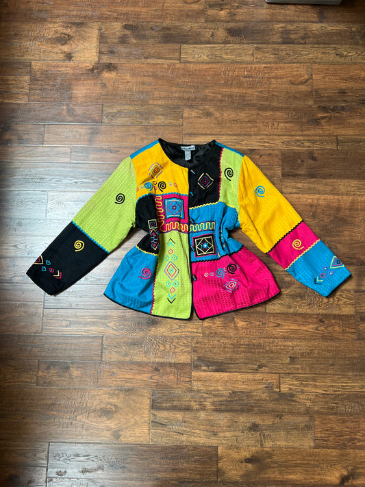 Vintage Clothing - Lightweight Jacket - Wiggy 90’s Block Print - 2X-Large - Indigo Moon