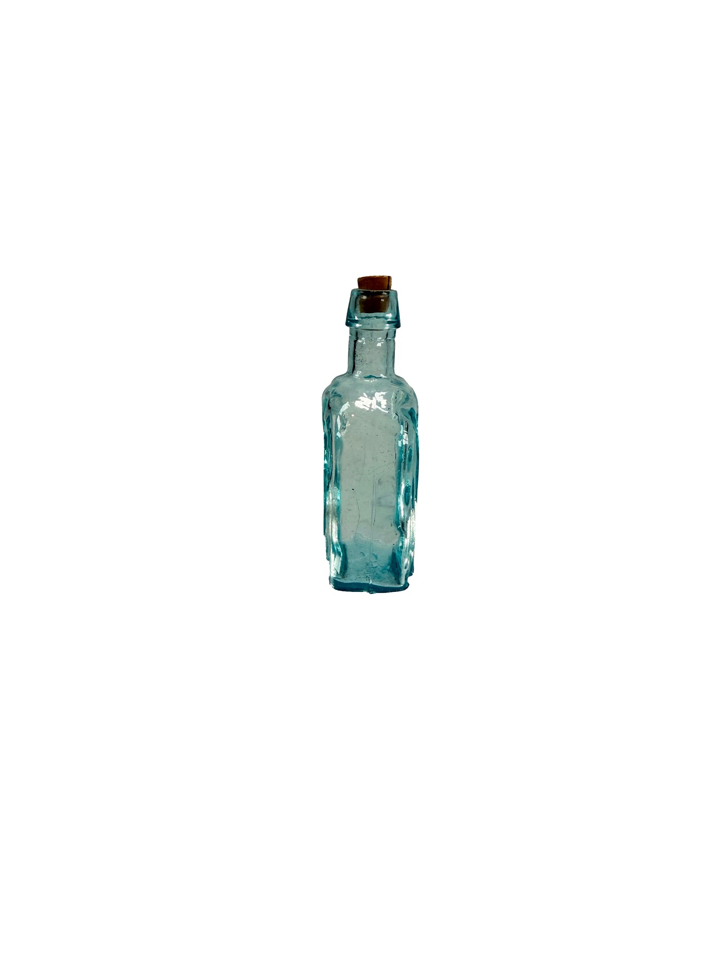 Vintage Miniature Glass Bottle - Horseshoe - Blue Wheaton Bitters Glass