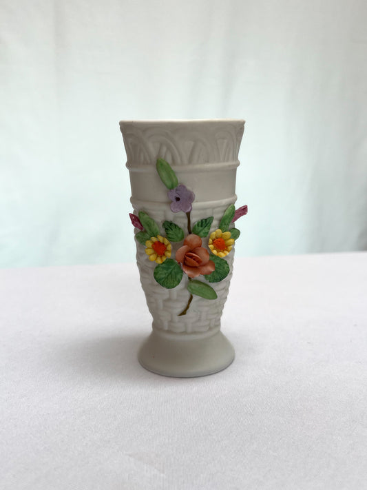 Vintage Bud Vase - Capodimonte Style 3D Flowers - Lefton China