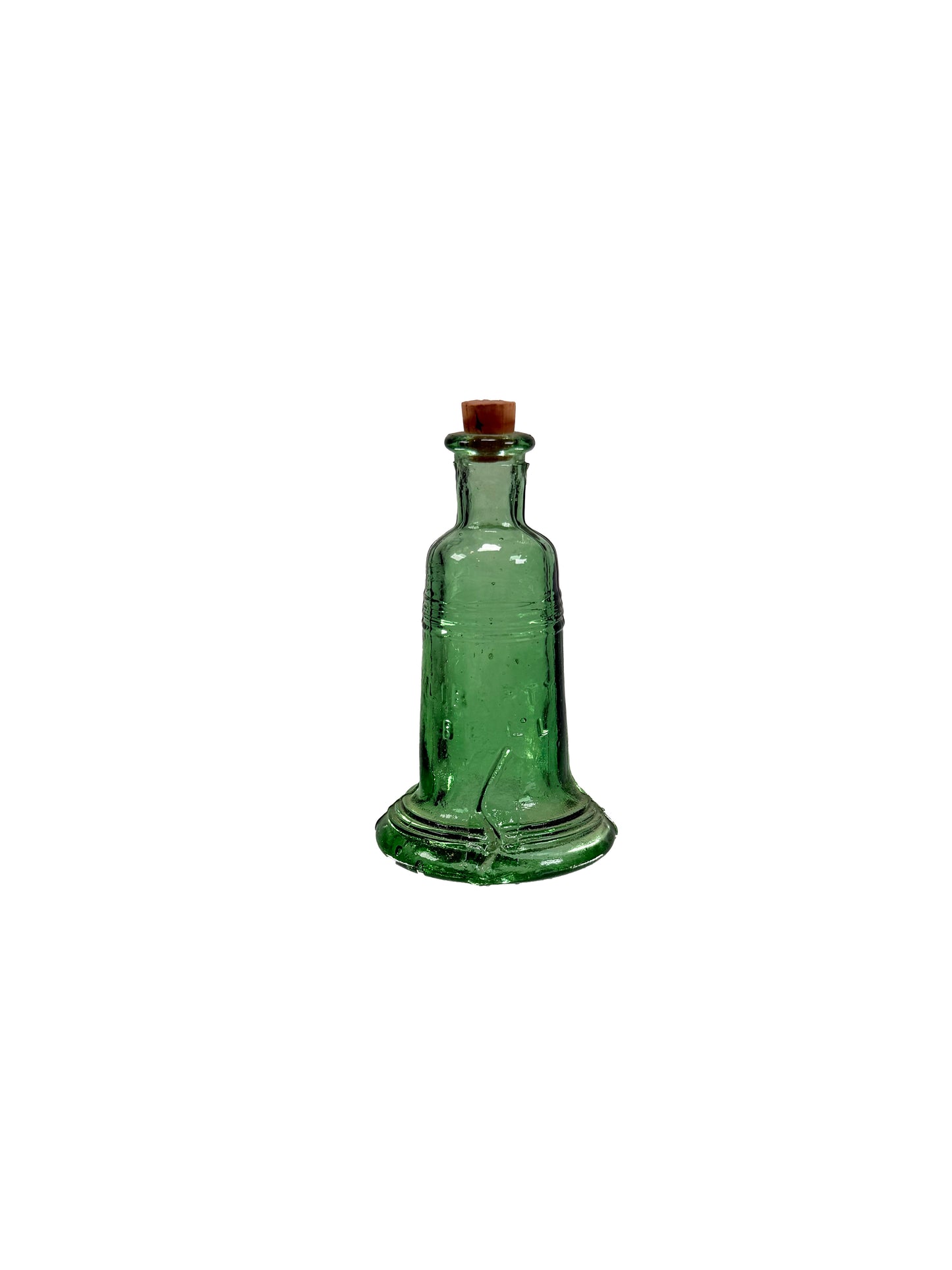 Vintage Miniature Glass Bottle - Liberty Bell - Green Wheaton Bitters Glass