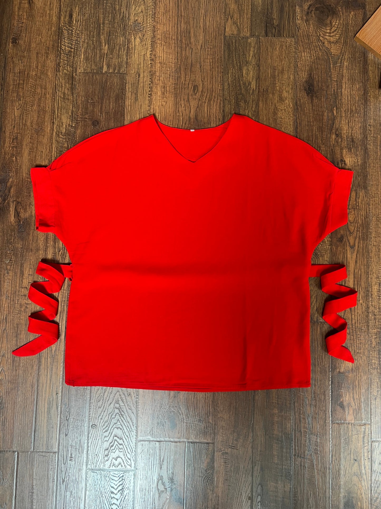 Vintage Clothing - Tie Waist Blouse - Red - Medium