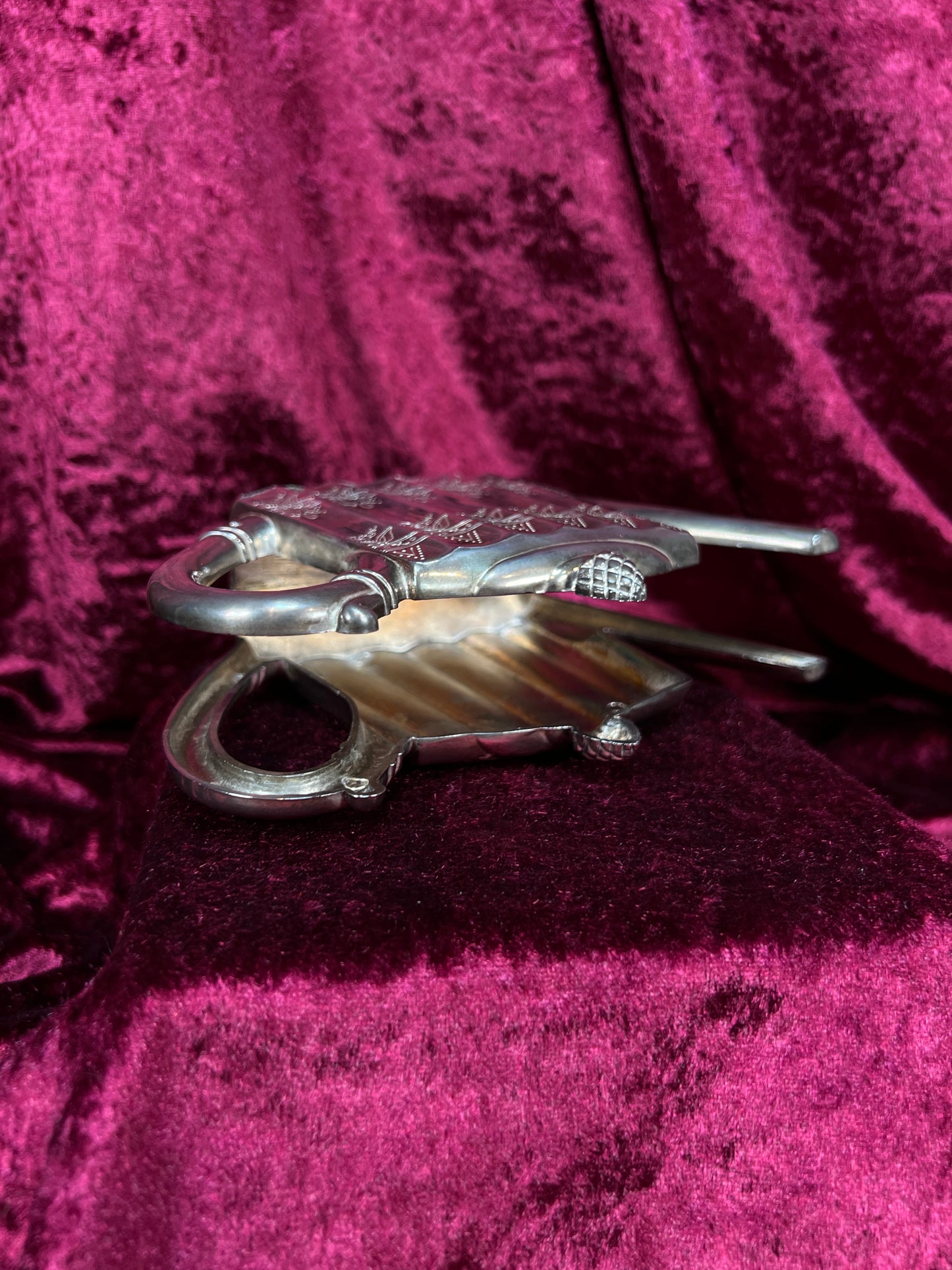 Vintage Plate Napkin / Letter Holder - Silver Teapot - Godinger Silver Co 1993