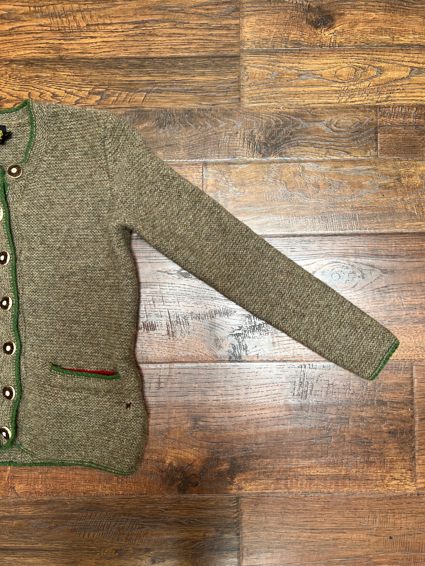 Vintage Clothing - Button Front Wool Cardigan - Brown, Green, and Red - X-Small - Hammerschmid