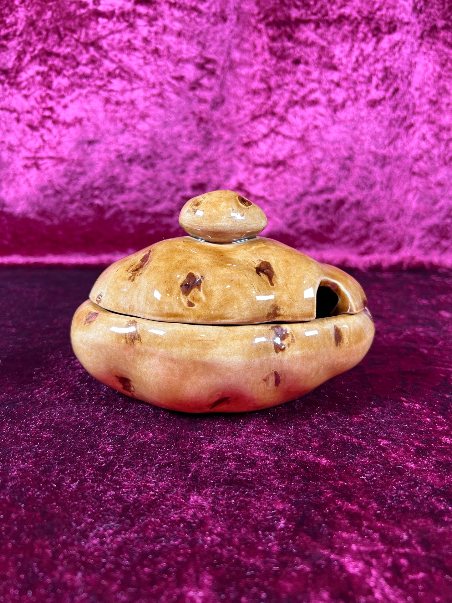 Vintage Kitchen - Ceramic Lidded Sour Cream Boat - Potato - 1984