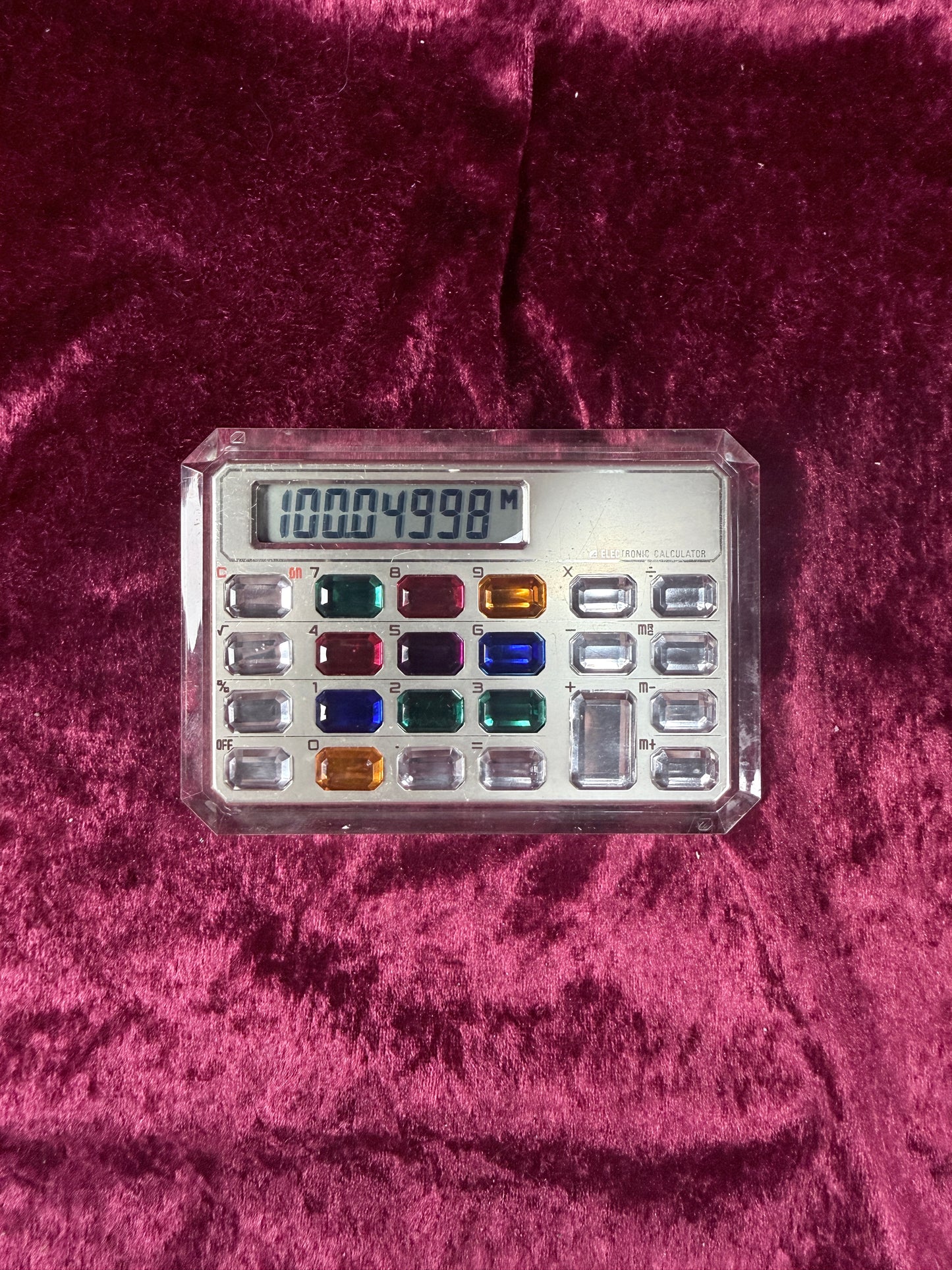 Vintage Lucite Electronic Desktop Calculator - Jewel Tone Keypad
