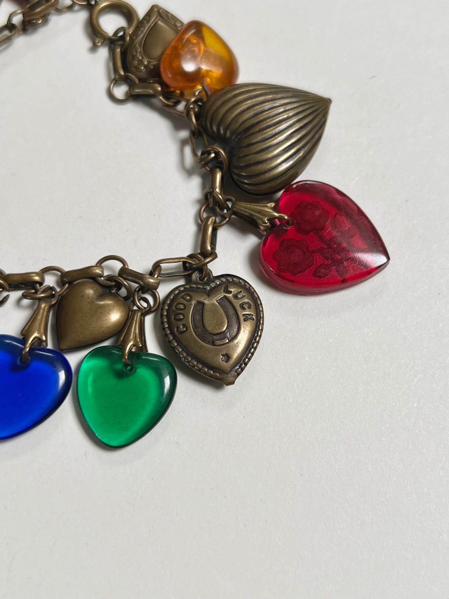 Vintage Jewelry - Charm Bracelet - Hearts - Glass Works Studio