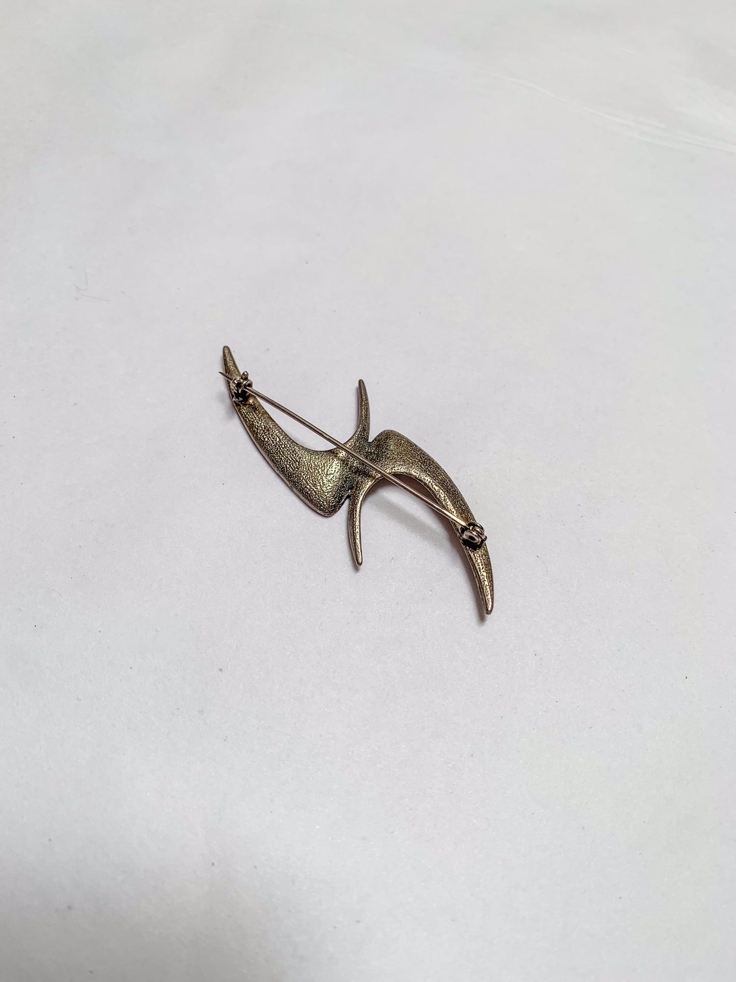 Vintage Silver Tone Atomic Boomerang Pin