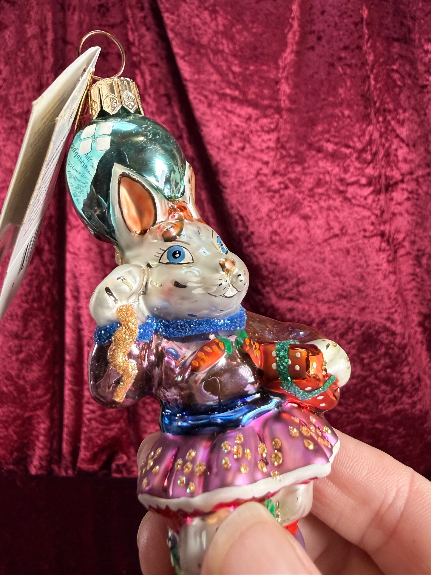 Vintage Christmas - Handblown Glass Ornament - Party Girl Bunny - 74C - Christopher Radko