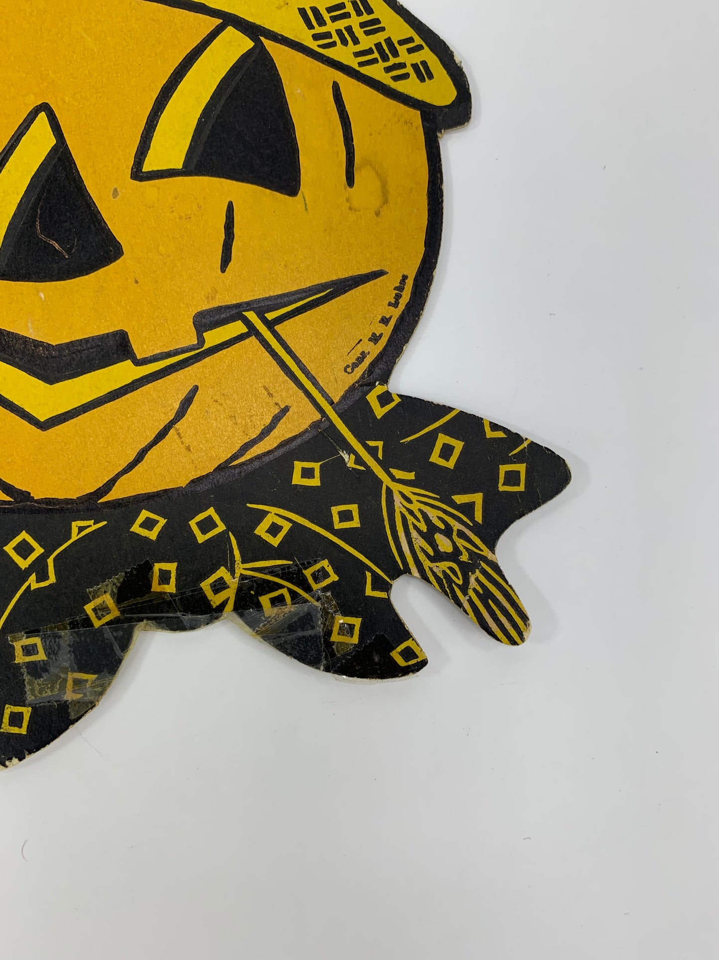 Vintage H.E. Luhrs Halloween Die Cut - Scarecrow Jack-O-Lantern - Made In U.S.A.