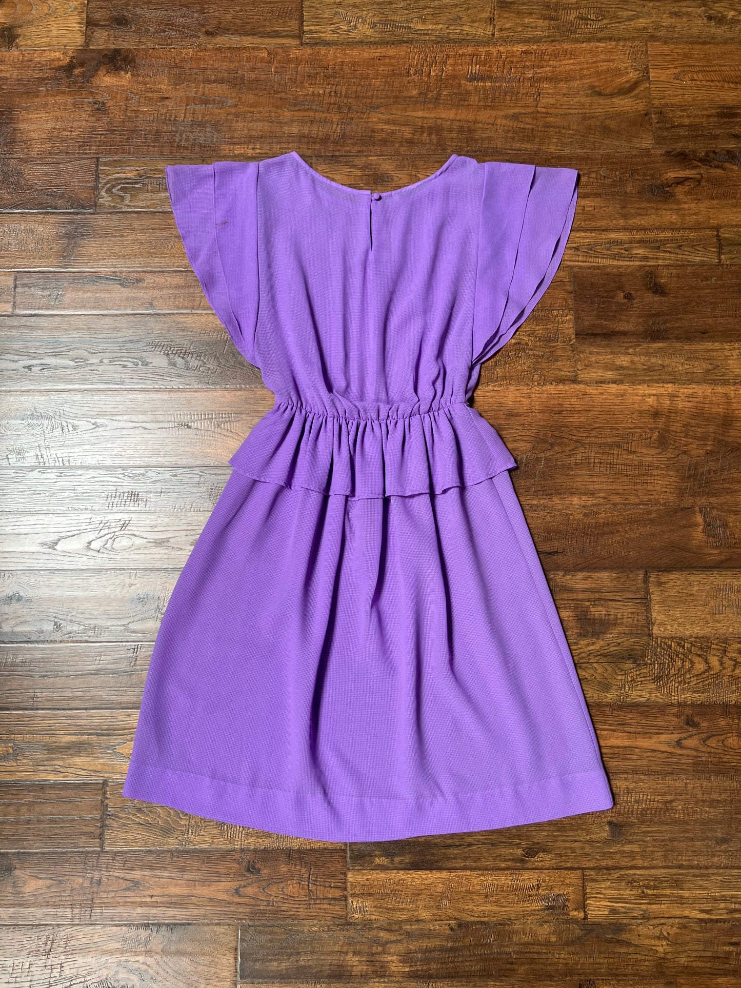 Vintage Clothing - Belted Peplum Dress - Textured Lilac - Small - L Rothschild San Francisco