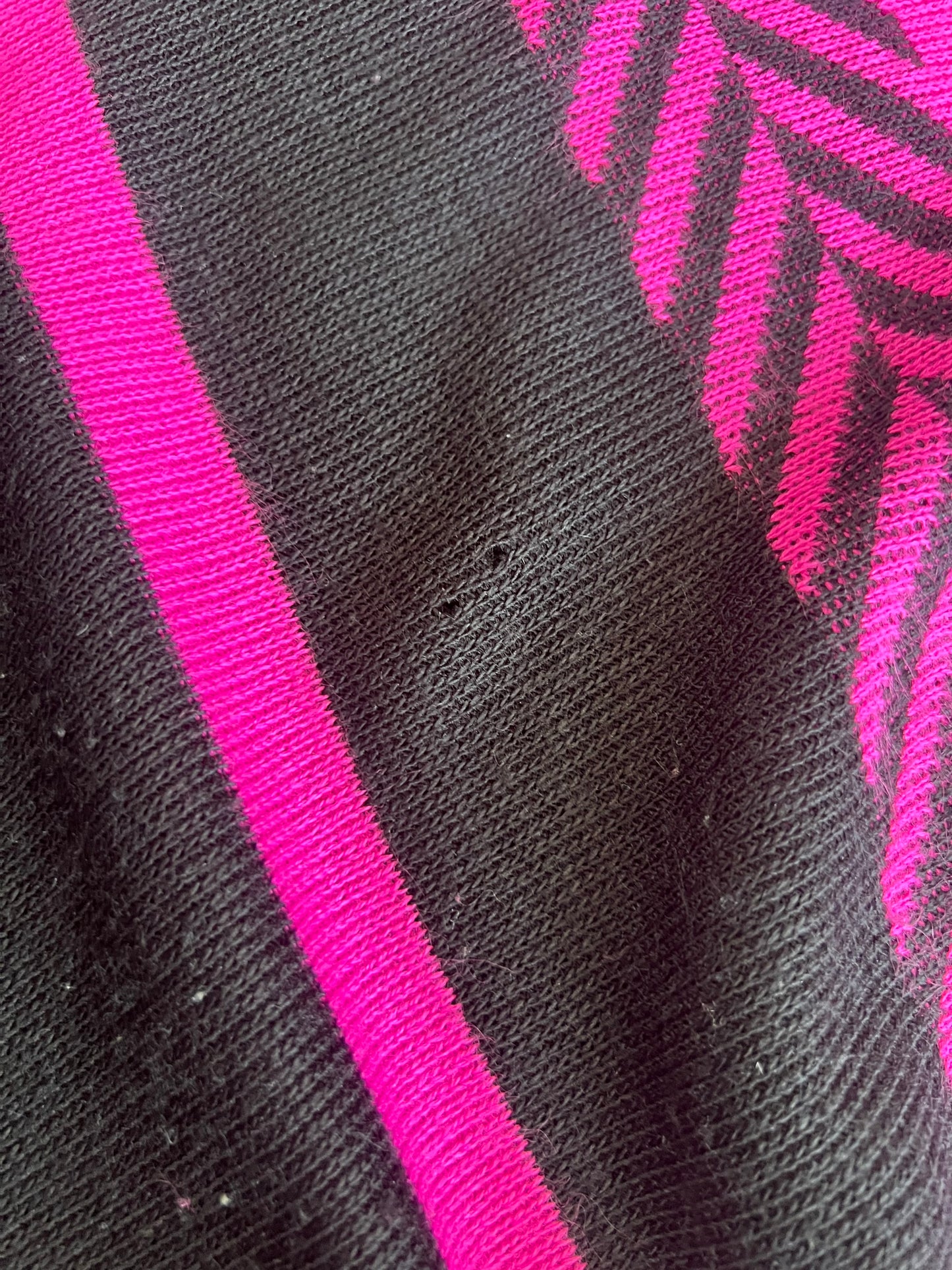 Vintage Clothing - 1980s Sweater - Hot Pink and Black - R Knit - Medium - Made In England