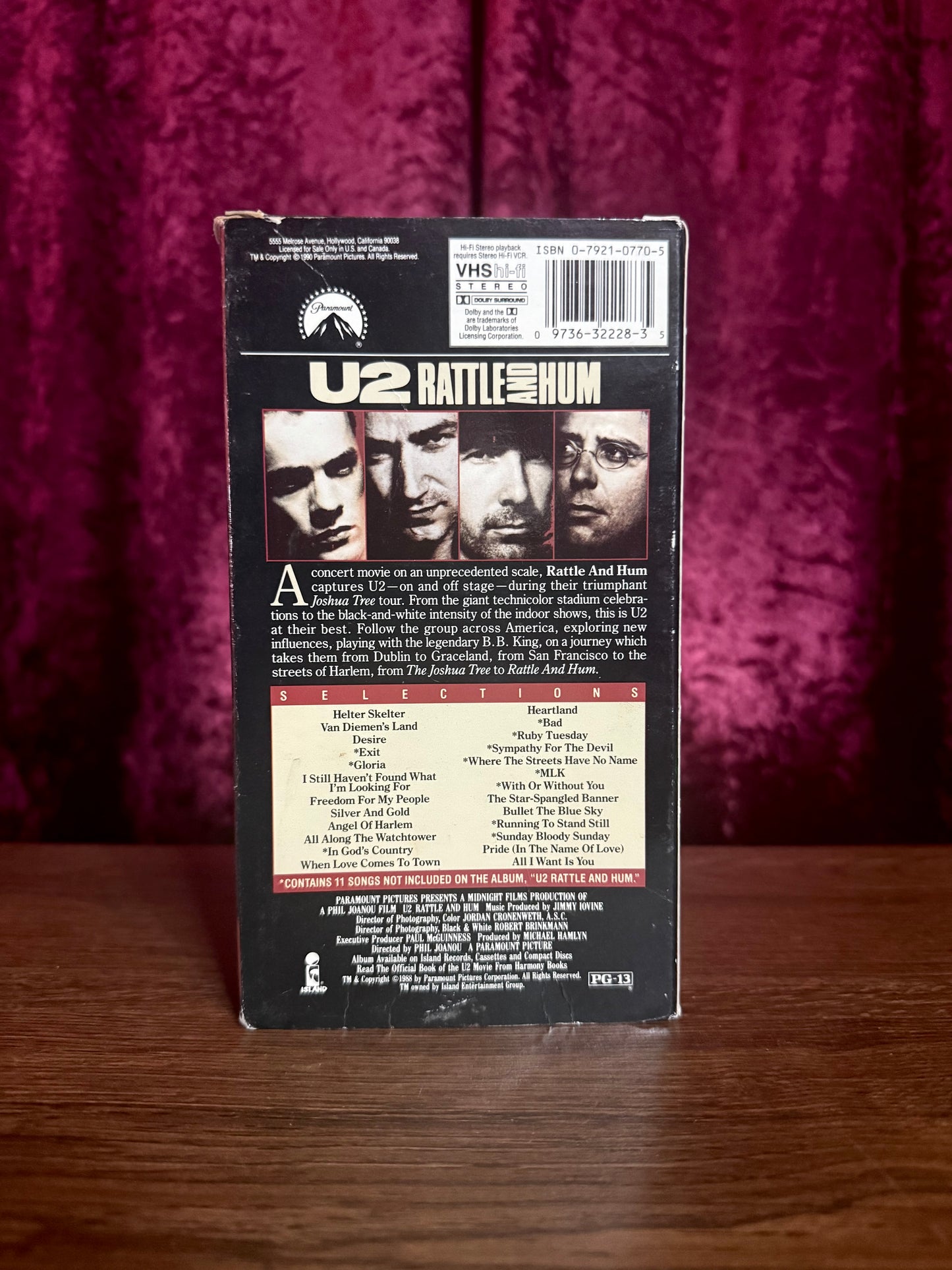 VHS - U2 Rattle and Hum - Concert Video - 1988