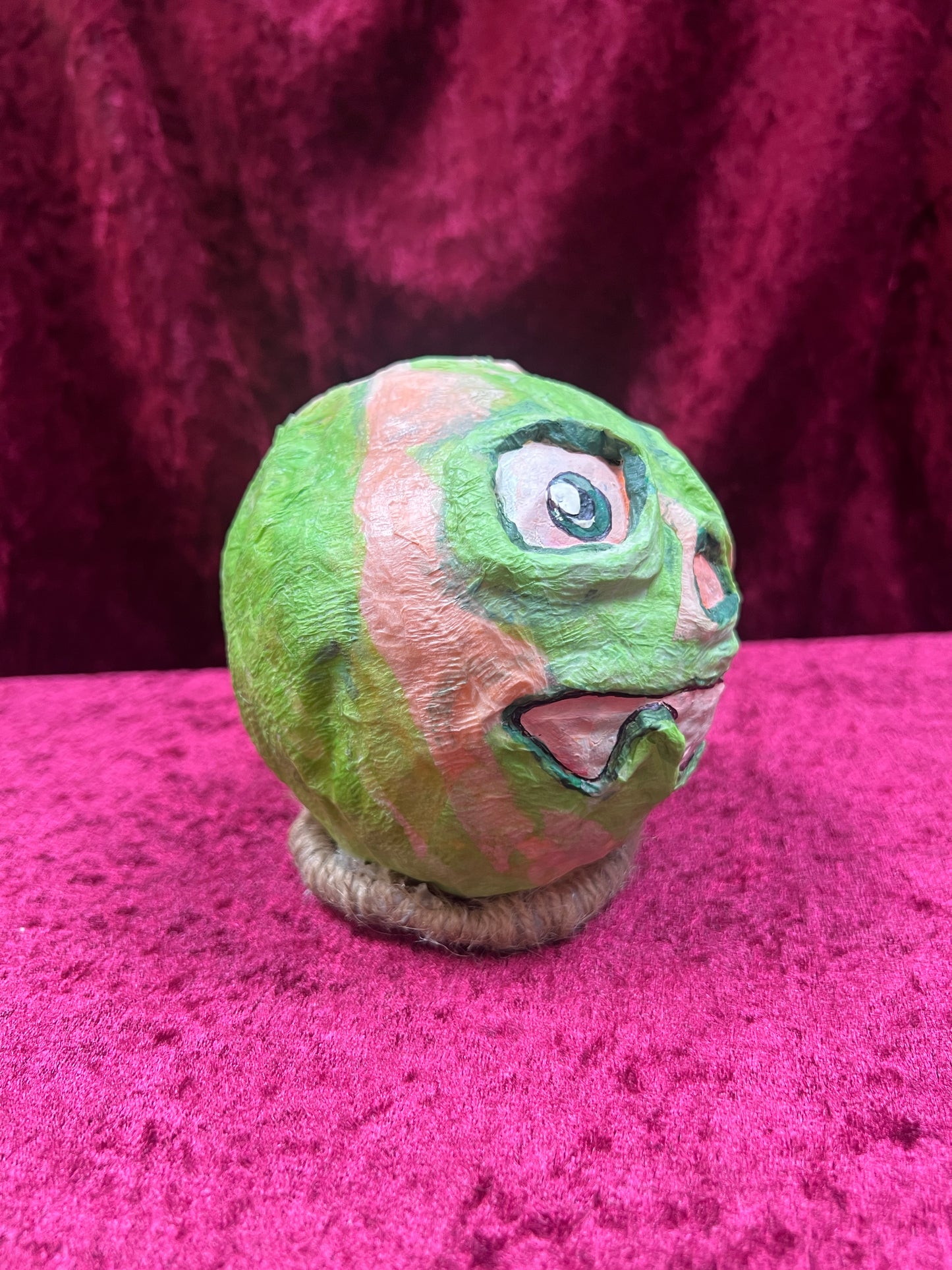 Vintage Inspired Handmade Paper Mache Lantern - Grinning Gourd - Small