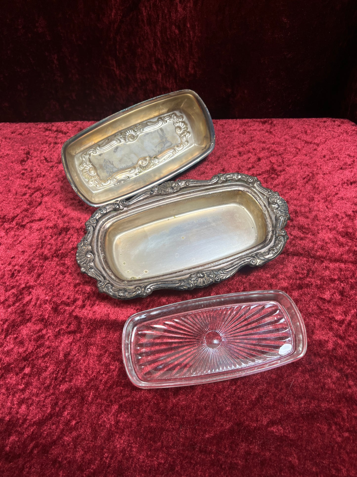 Vintage Silverplate Butter Dish - Ornate Rococo Design with Glass Liner