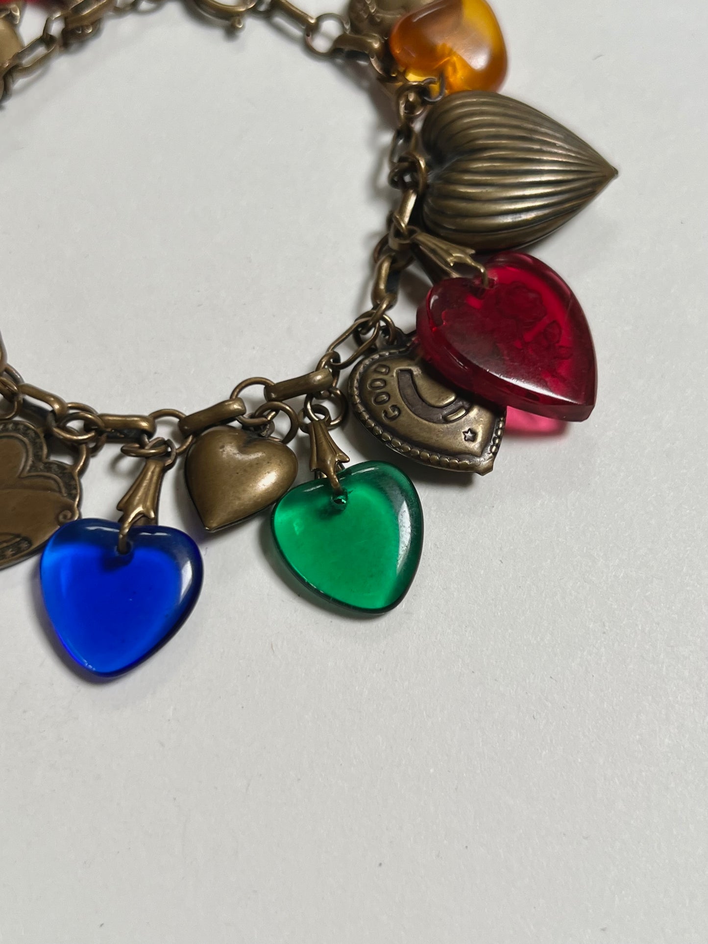 Vintage Jewelry - Charm Bracelet - Hearts - Glass Works Studio