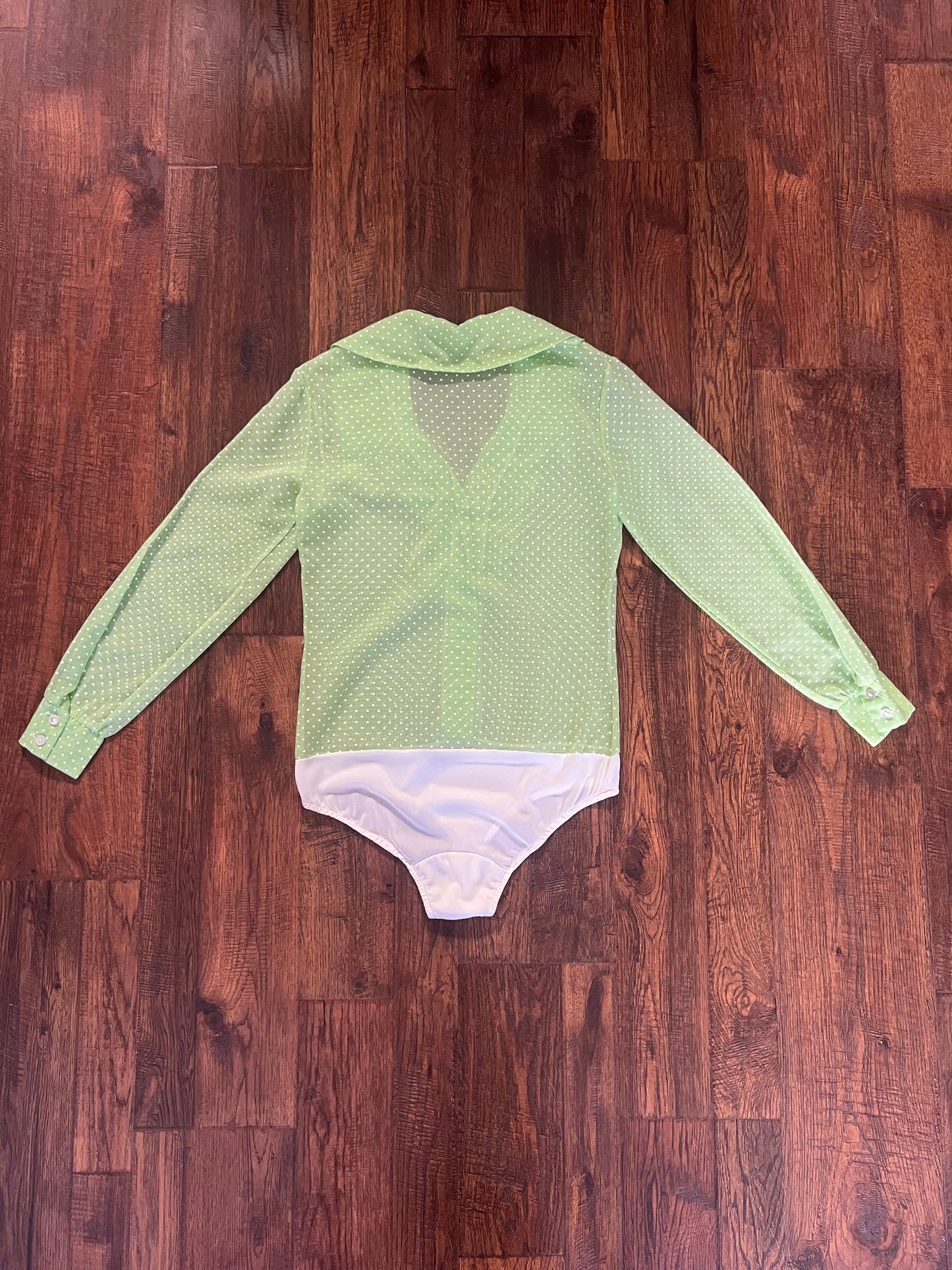Vintage Clothing - 70’s Disco Bodysuit - Bright Green Polka Dot - Medium - Saucy California
