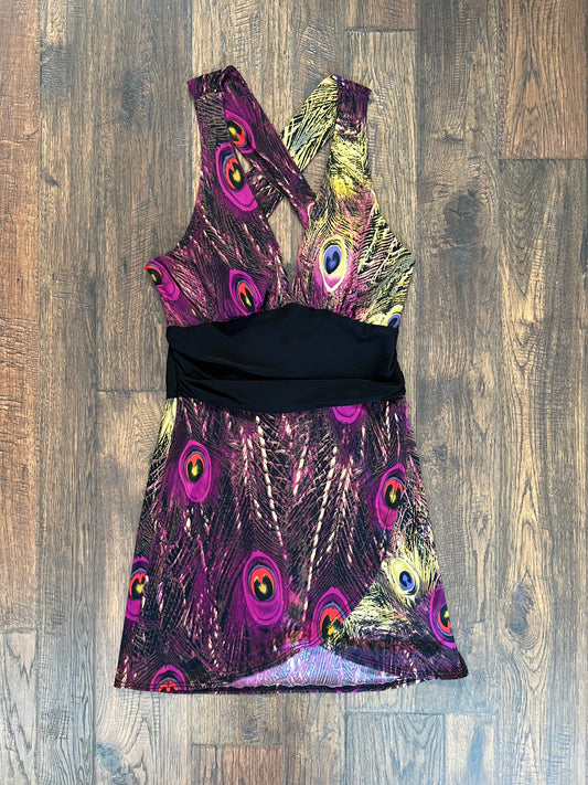 Vintage Clothing - Tank Top - Y2K Purple Peacock Pattern - Medium - True Light USA