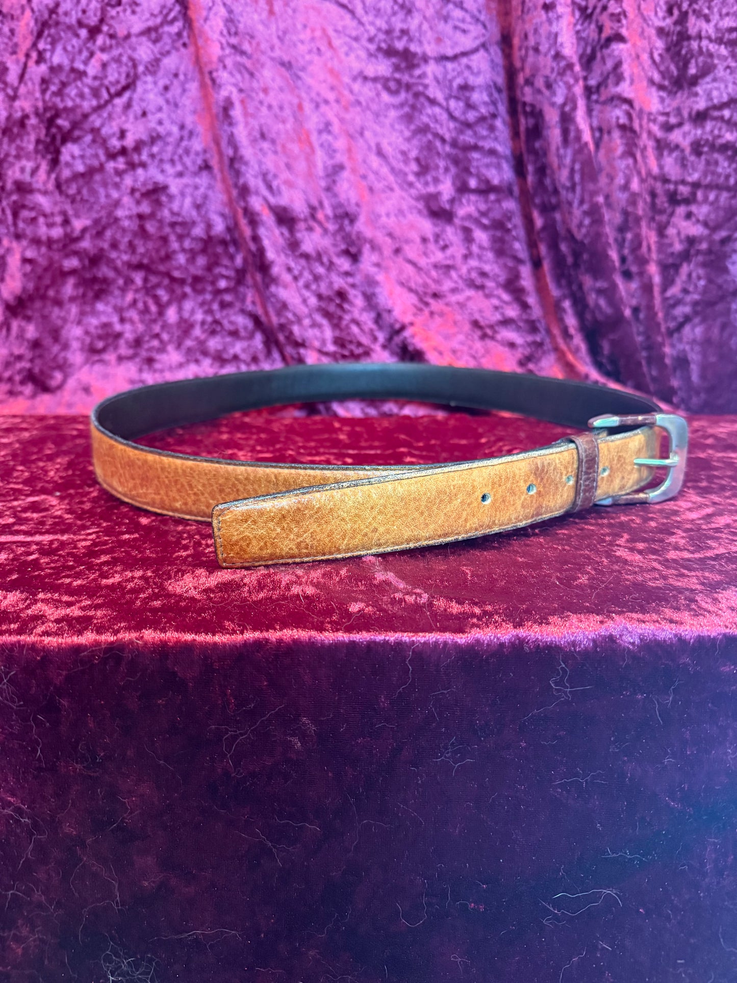 Vintage Accessories - Harris California Glove Tanned Steerhide Leather Belt - Brown - M/L