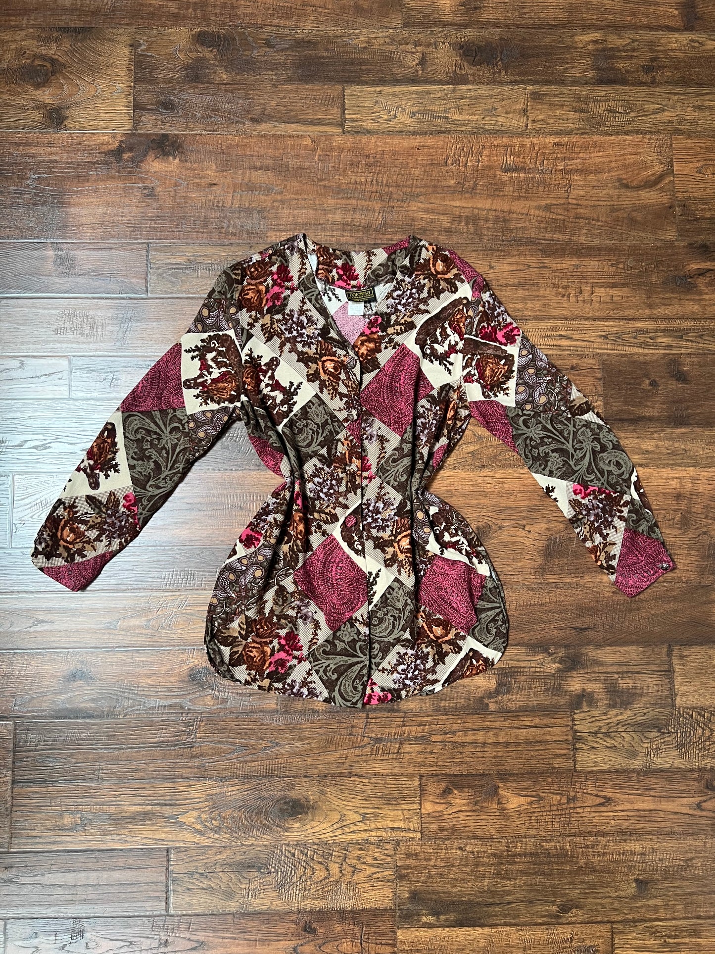 Vintage Clothing - Button Up Blouse - Patchwork Tapestry - Medium - Baronesa by Barbara Green