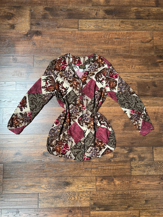 Vintage Clothing - Button Up Blouse - Patchwork Tapestry - Medium - Baronesa by Barbara Green