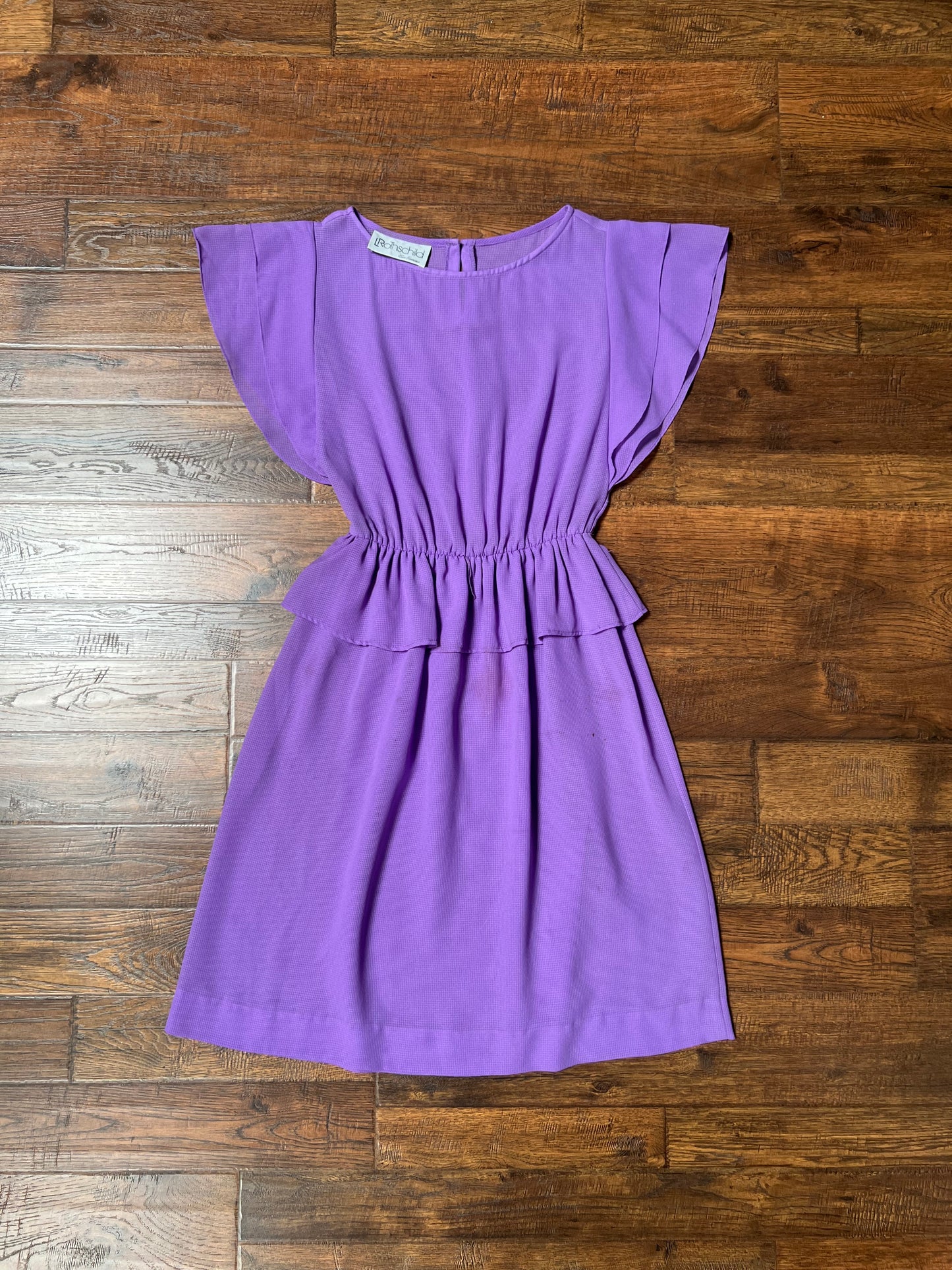 Vintage Clothing - Belted Peplum Dress - Textured Lilac - Small - L Rothschild San Francisco