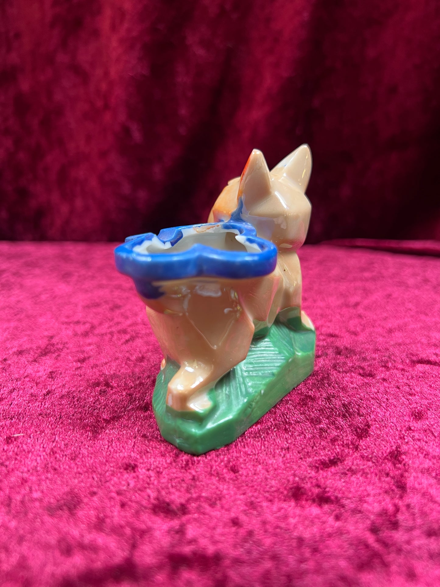 Vintage Home Decor - Porcelain Lustreware Ashtray - Cubist French Bulldog - Klimax - Made In Japan