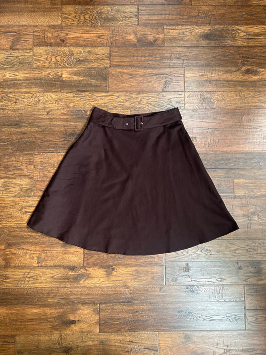 Vintage Clothing - Belted A-Line Skirt - Chocolate Brown - Medium - George D