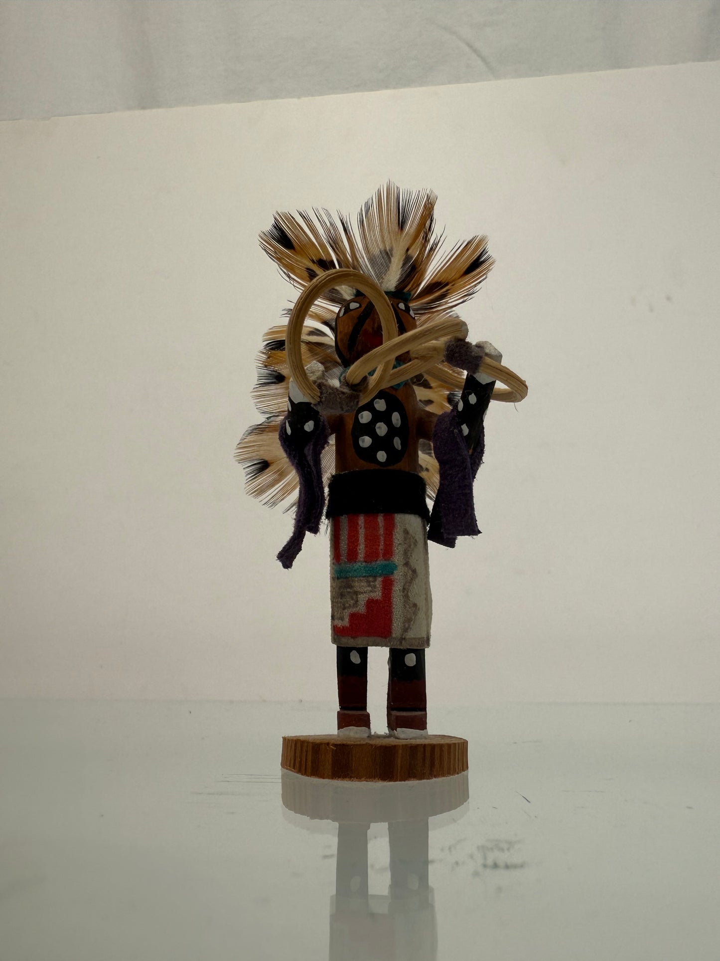 Vintage Kachina Doll - 3.5" Tall Navajo Miniature - Hand Painted Hoop Dancer