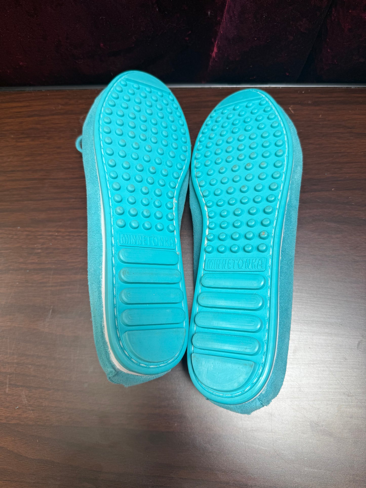 Shoes - Minnetonka Moccasins - Turquoise Suede Leather - 9