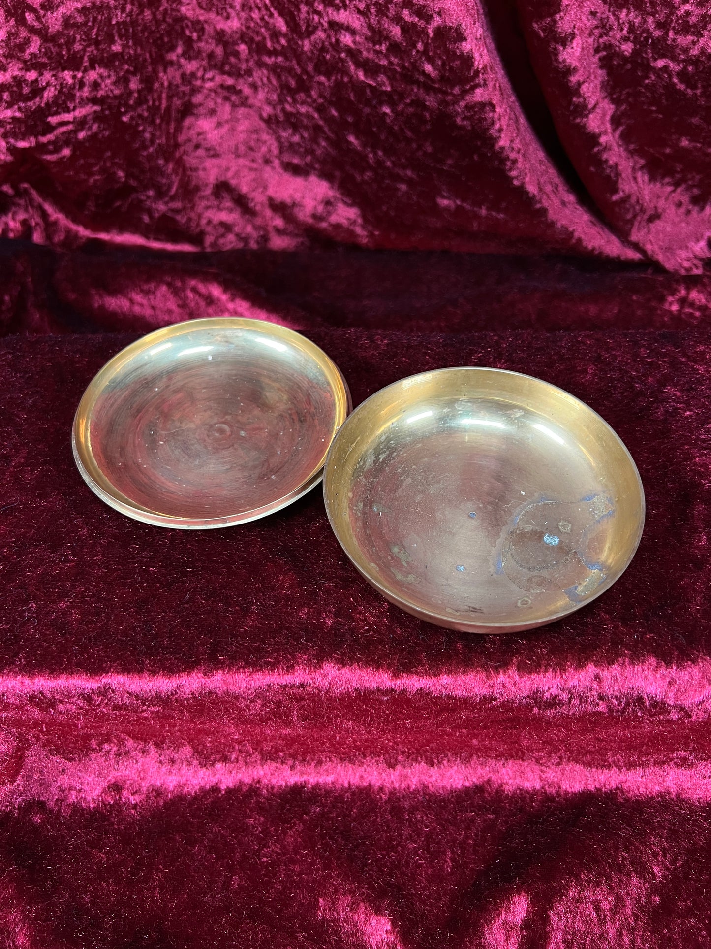 Vintage Solid Brass Trinket Box - 1990s Handpainted Southwestern Design