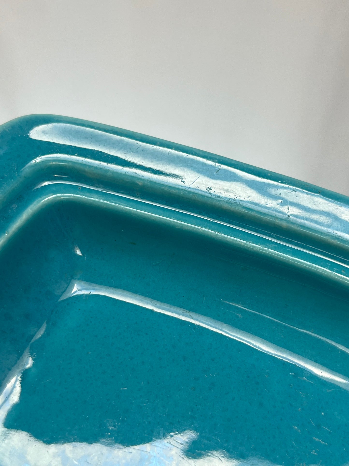 Vintage Kitchen - Covered Butter Dish - Half Pound - Turquoise - Homer Laughlin
