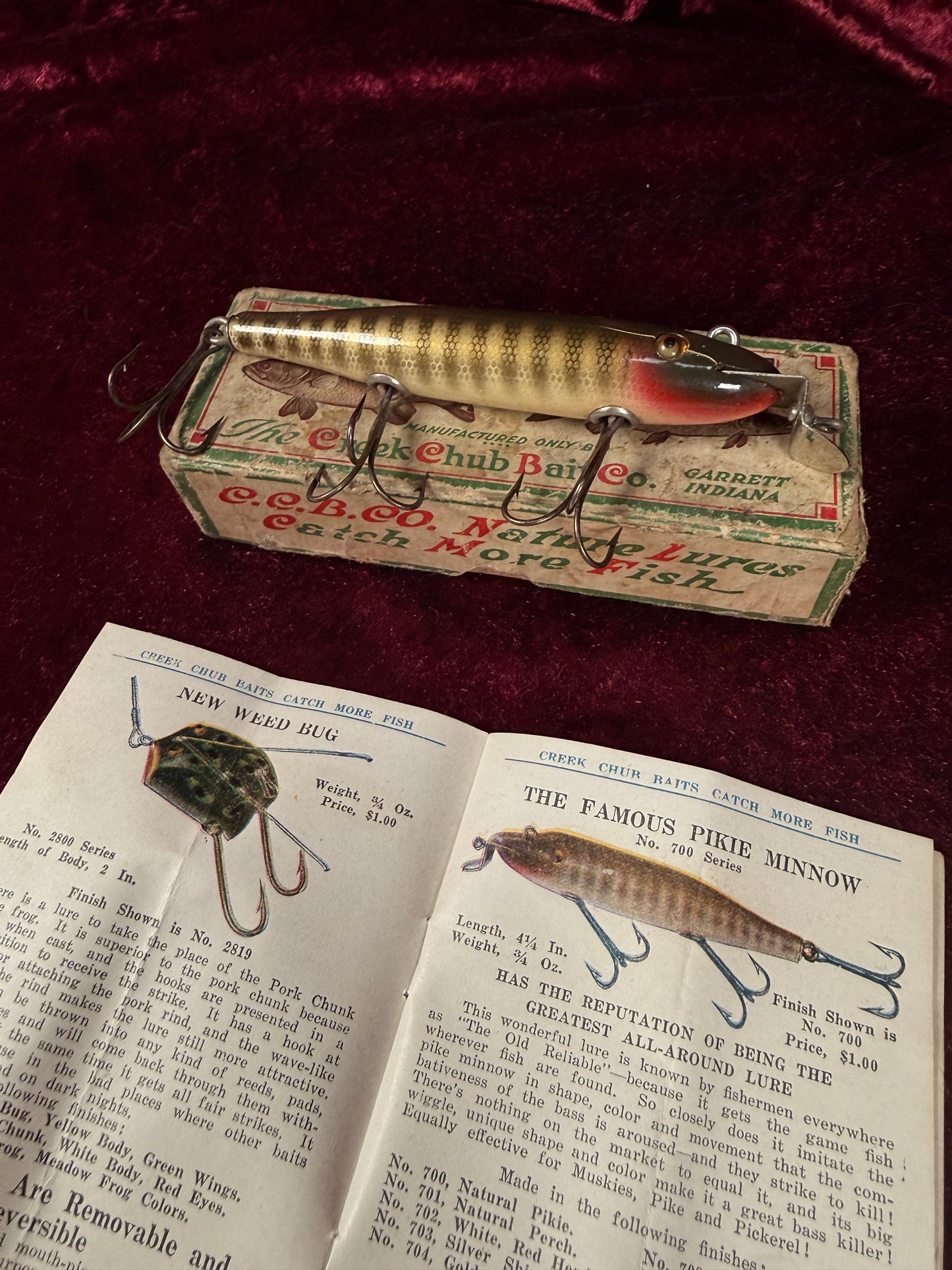 Vintage Creek Chub Bait Co. Wood Fishing Lure - Pikie Minnow 700 Series with Original Box