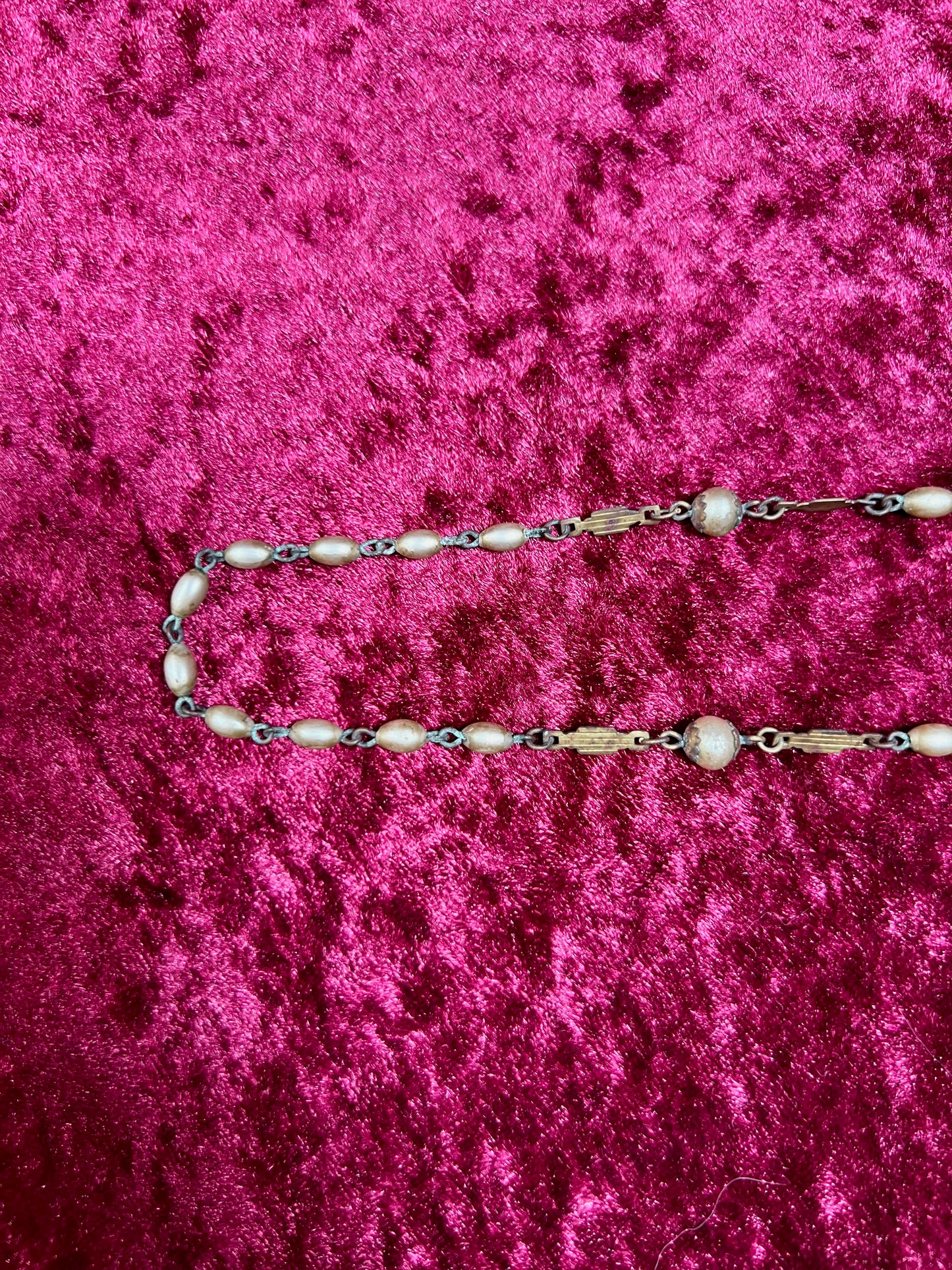 Vintage Jewelry - Italian Rosary - Champagne Gold Beads with Gold Tone Cross - 22"