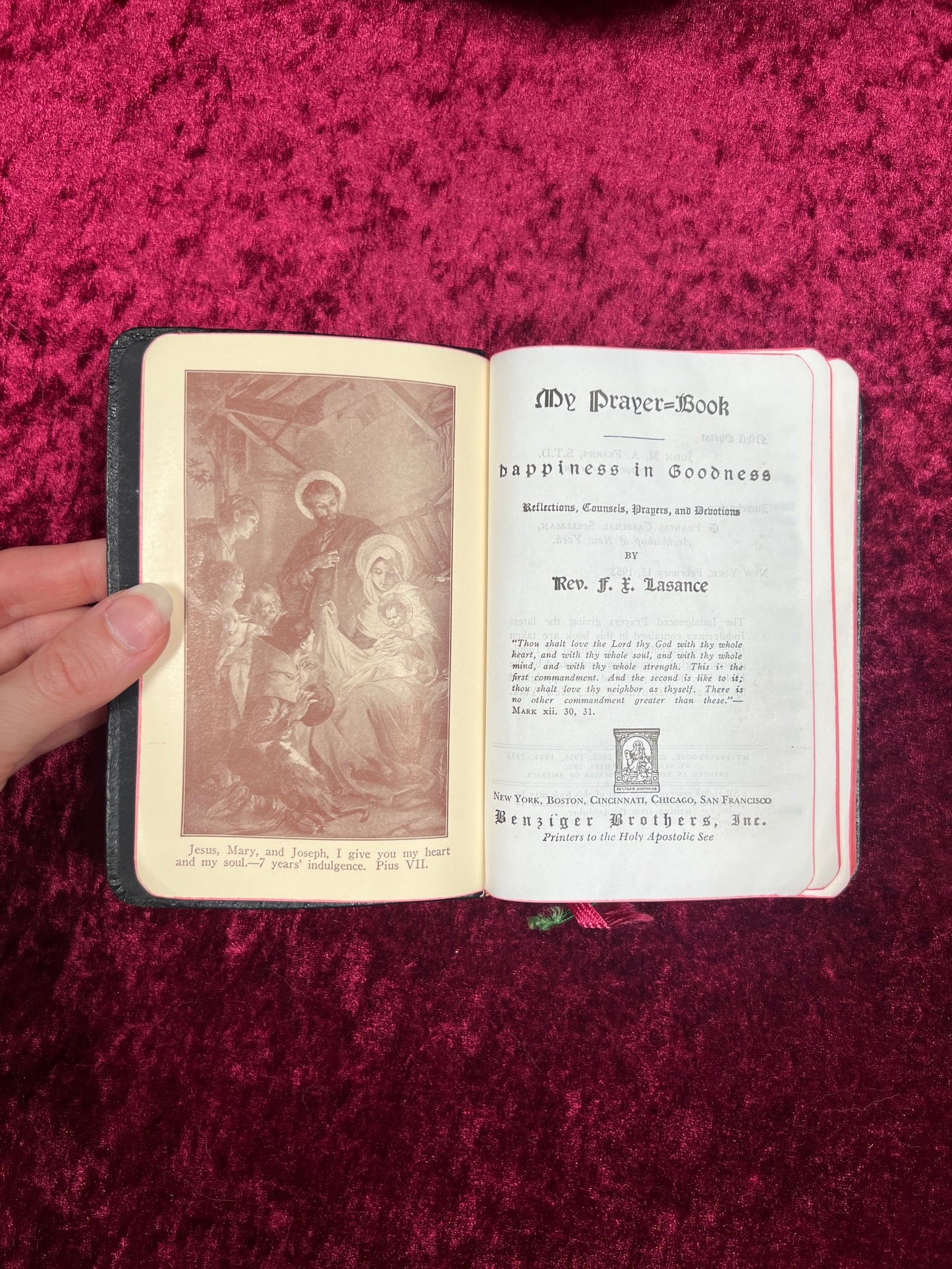 Vintage Religio - Prayer Book - Father Lasance Happiness In Goodness - 1953