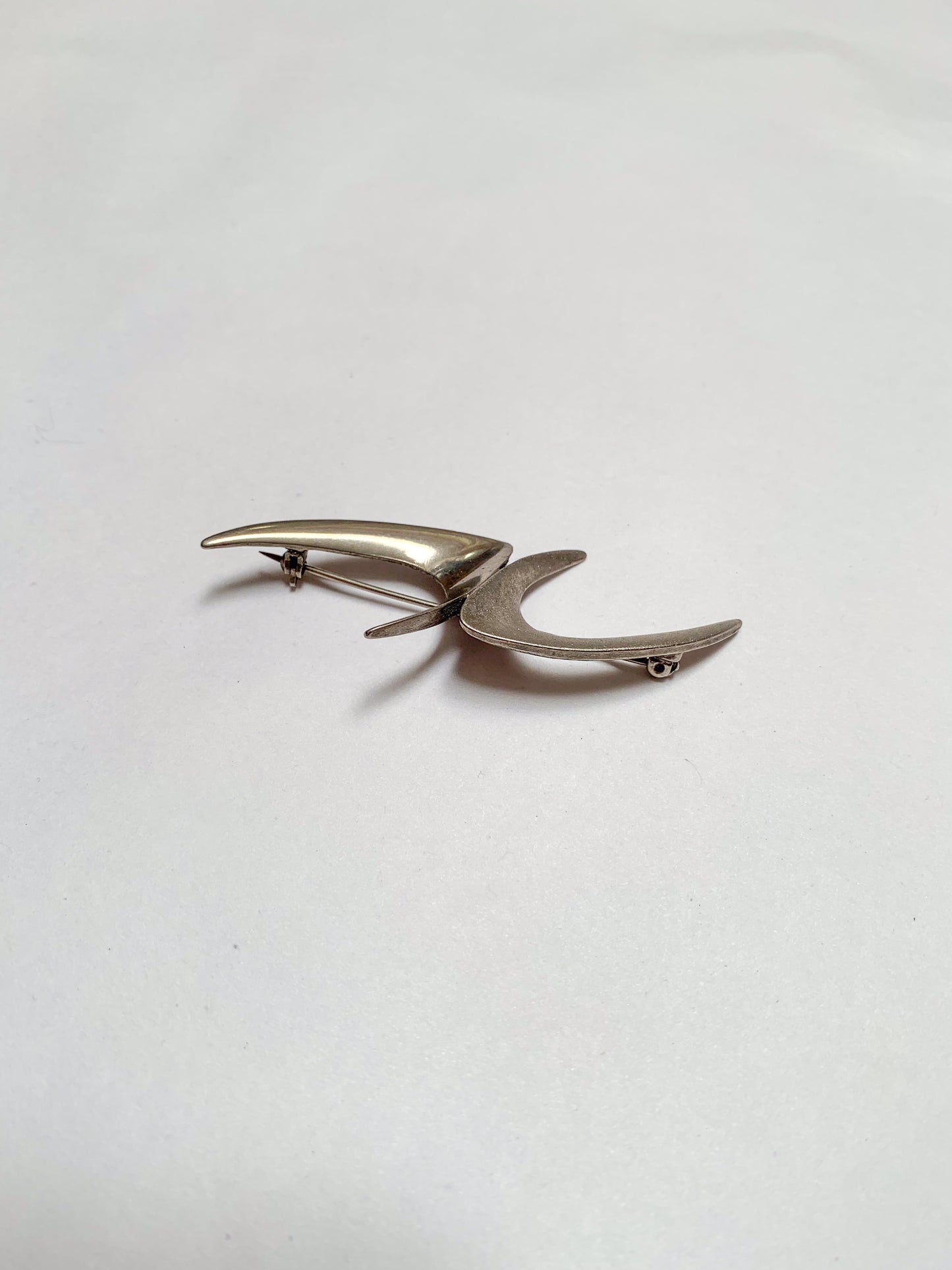 Vintage Silver Tone Atomic Boomerang Pin