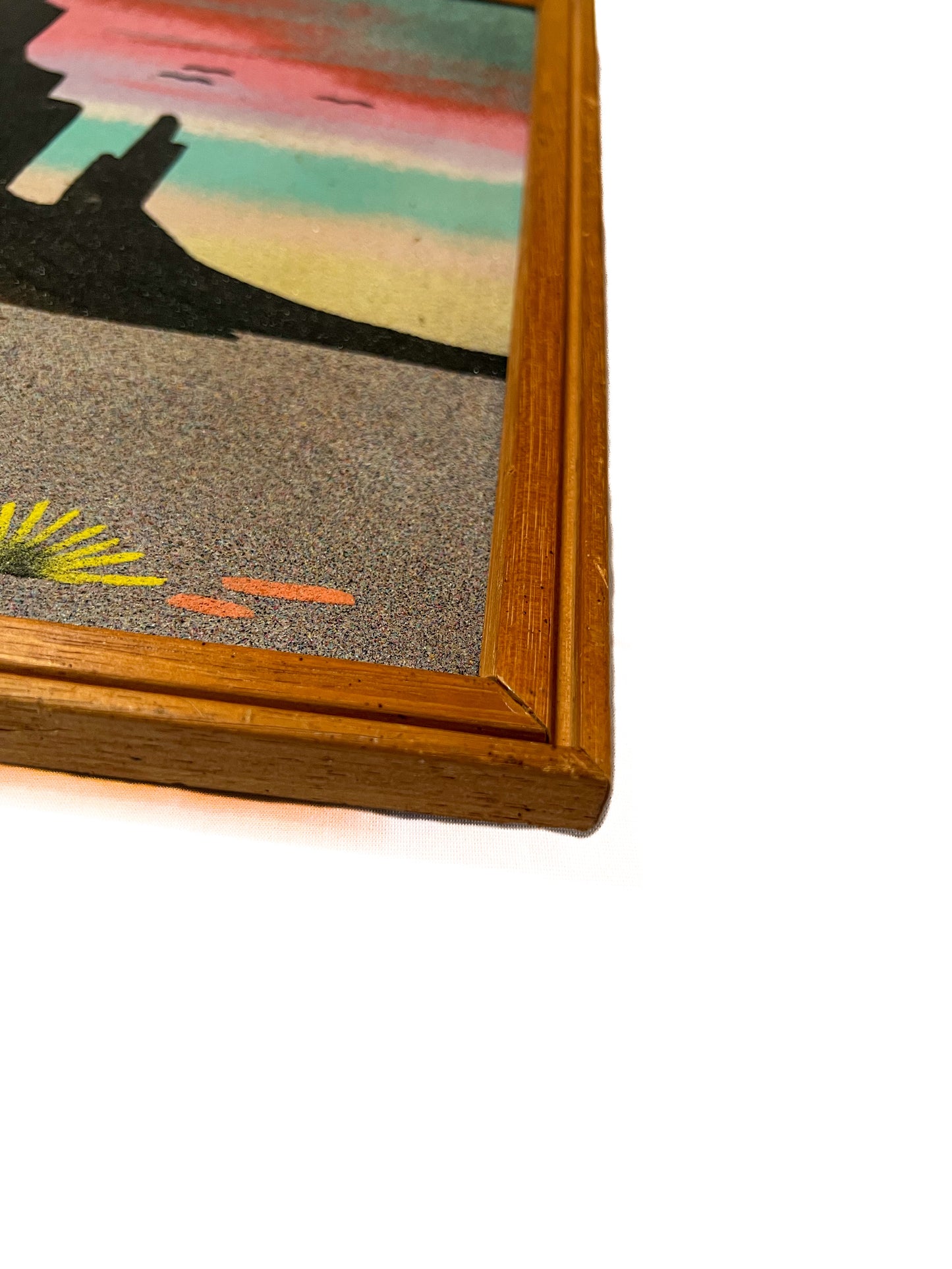 Vintage Wall Art - Framed Navajo Sand Painting - Shiprock - 13 1/8” X 13 1/8”