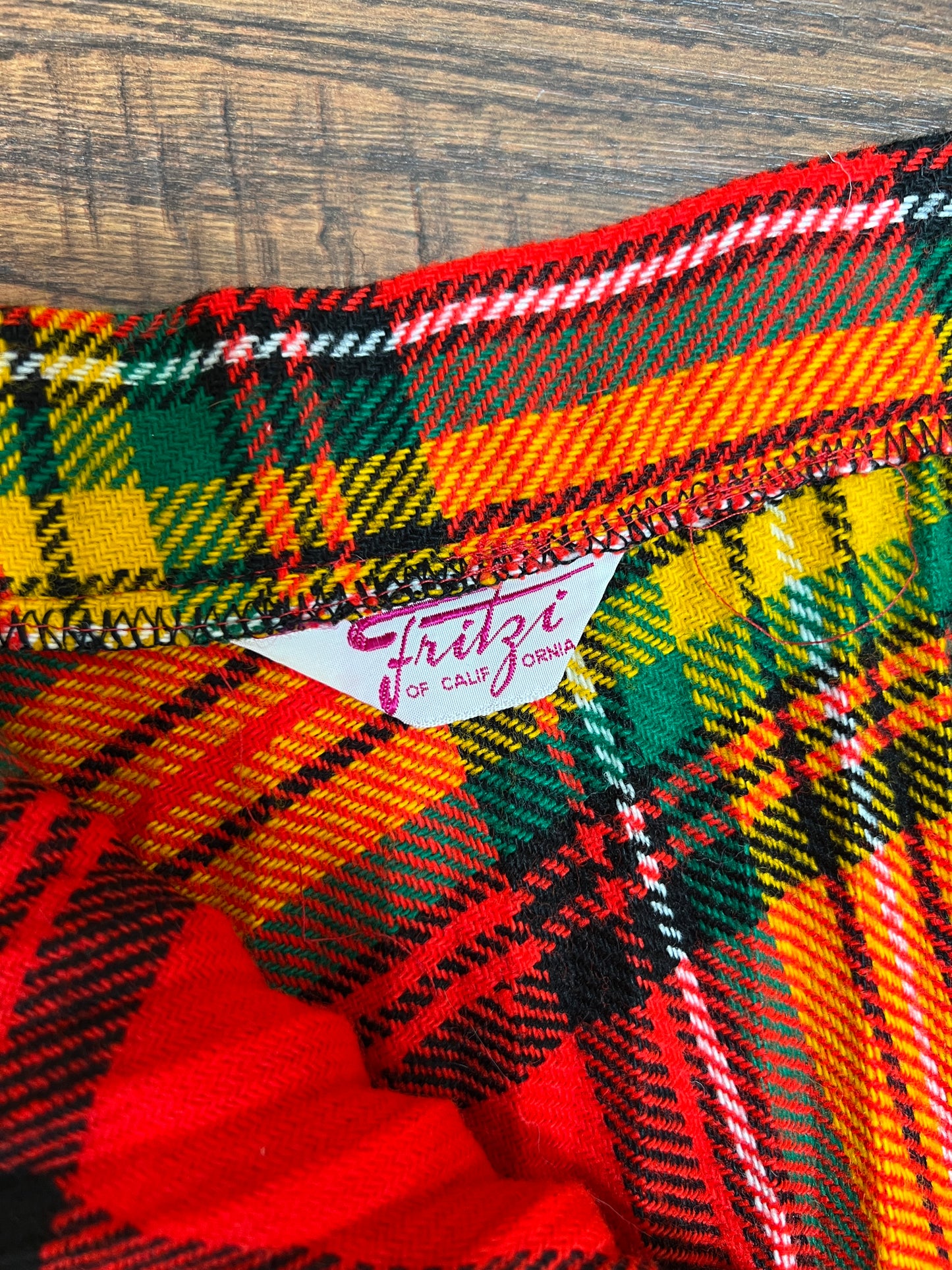 Vintage Clothing - Below The Knee Skirt - Orange Plaid - X-Small - Fritzi Of California