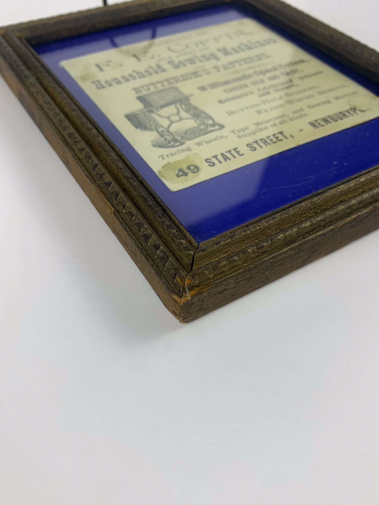 Antique Framed Advertisement - F.E. Coffin Sewing Storefront