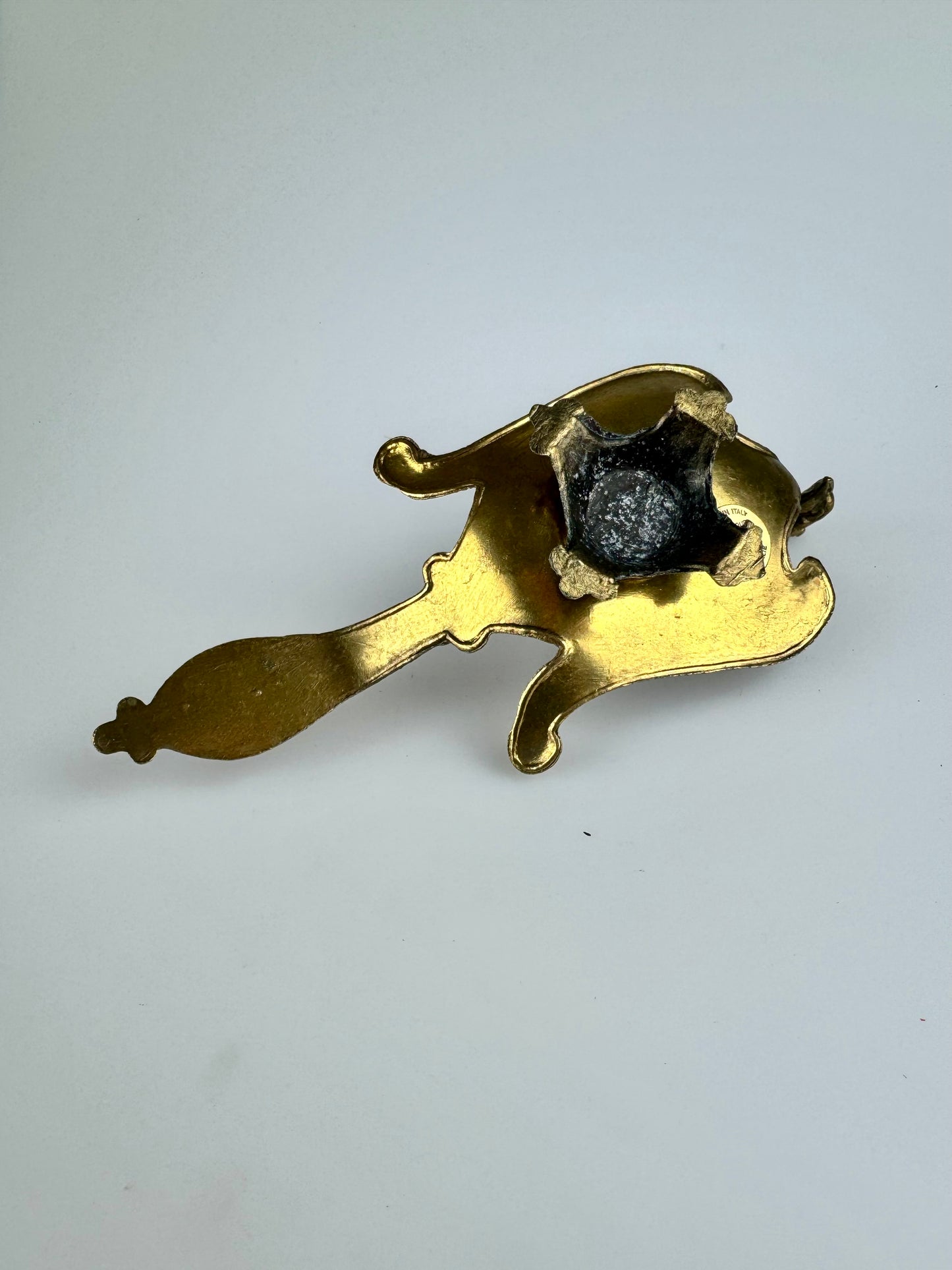 Vintage Italian Aged Brass Peacock Chamber Candle Stick Holder