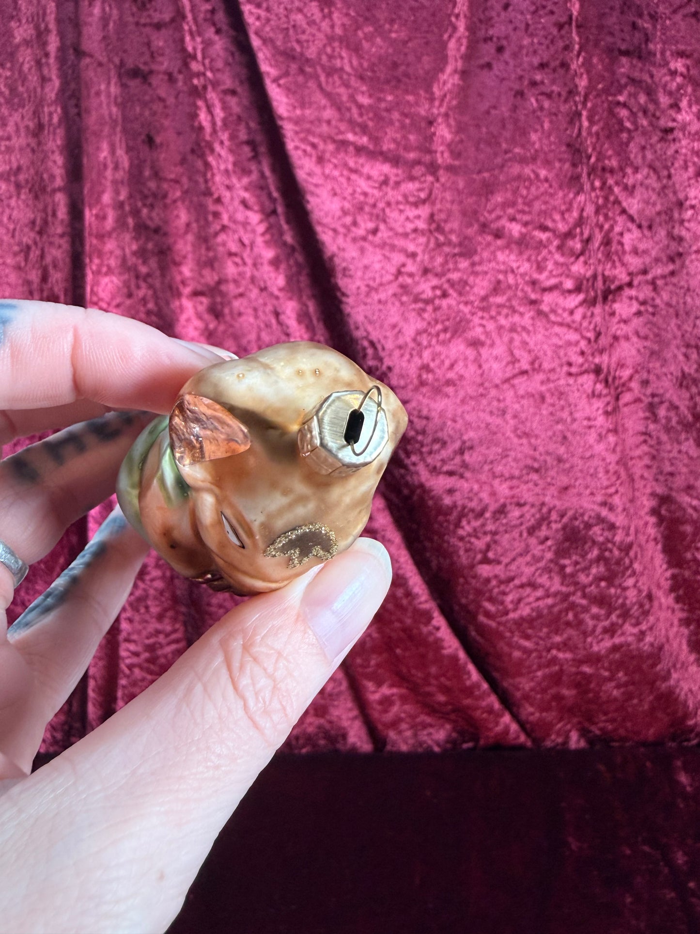 Vintage Christmas - Handblown Glass Ornament - Anthropomorphic Elephant Playing A Trombone