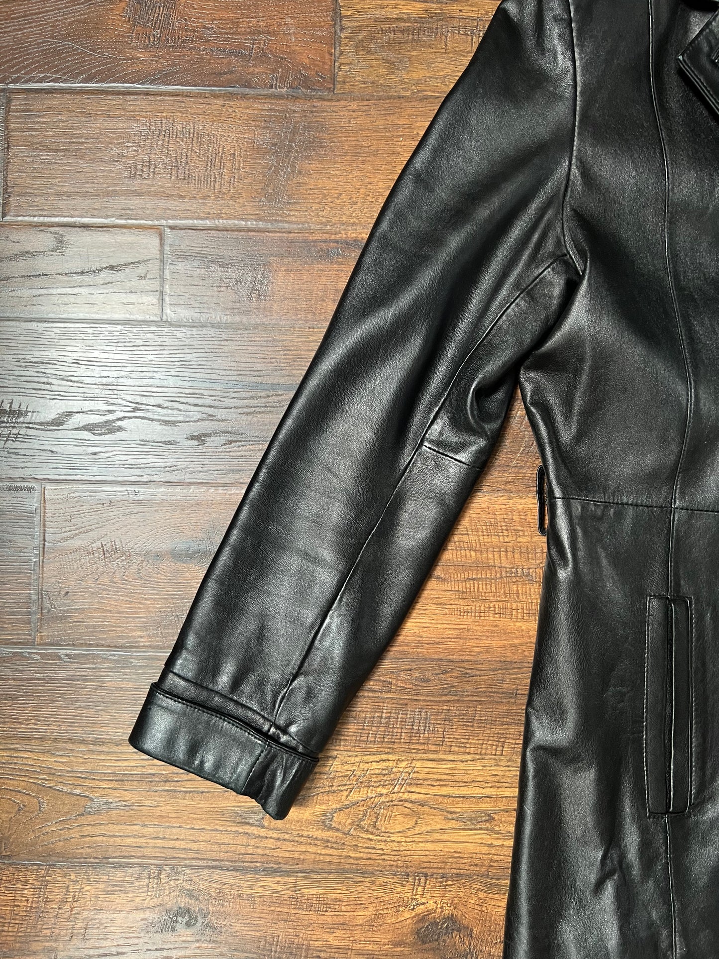 Vintage Clothing - Genuine Leather Jacket - Black - Maroon Lining - Small - Wilsons Leather