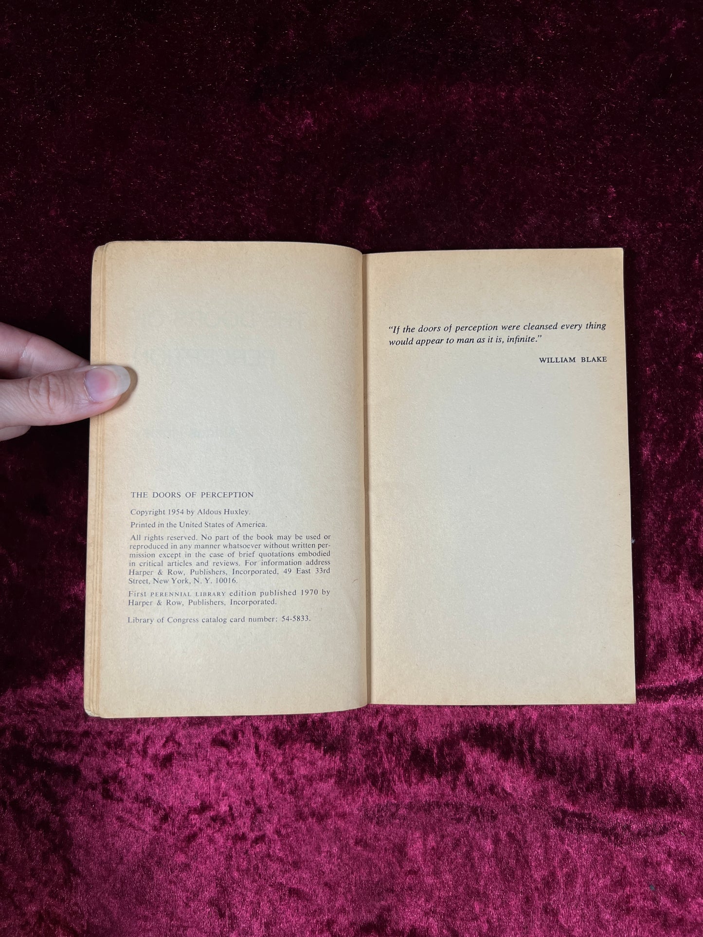 Vintage Paperback Book – The Doors of Perception Aldous Huxley 1970 Perennial Library