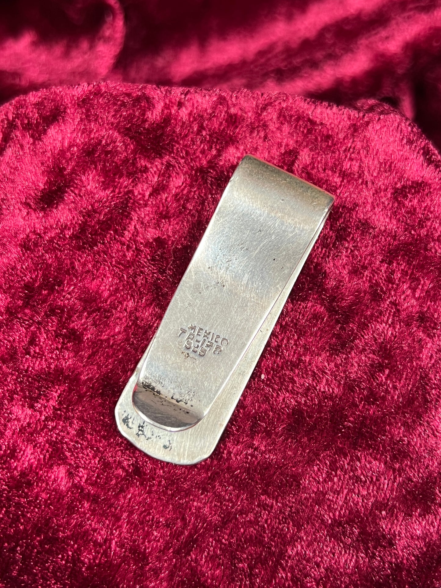 Vintage Accessories - Money Clip - 925 Sterling Silver with Inlaid Abalone Shell - Mexico