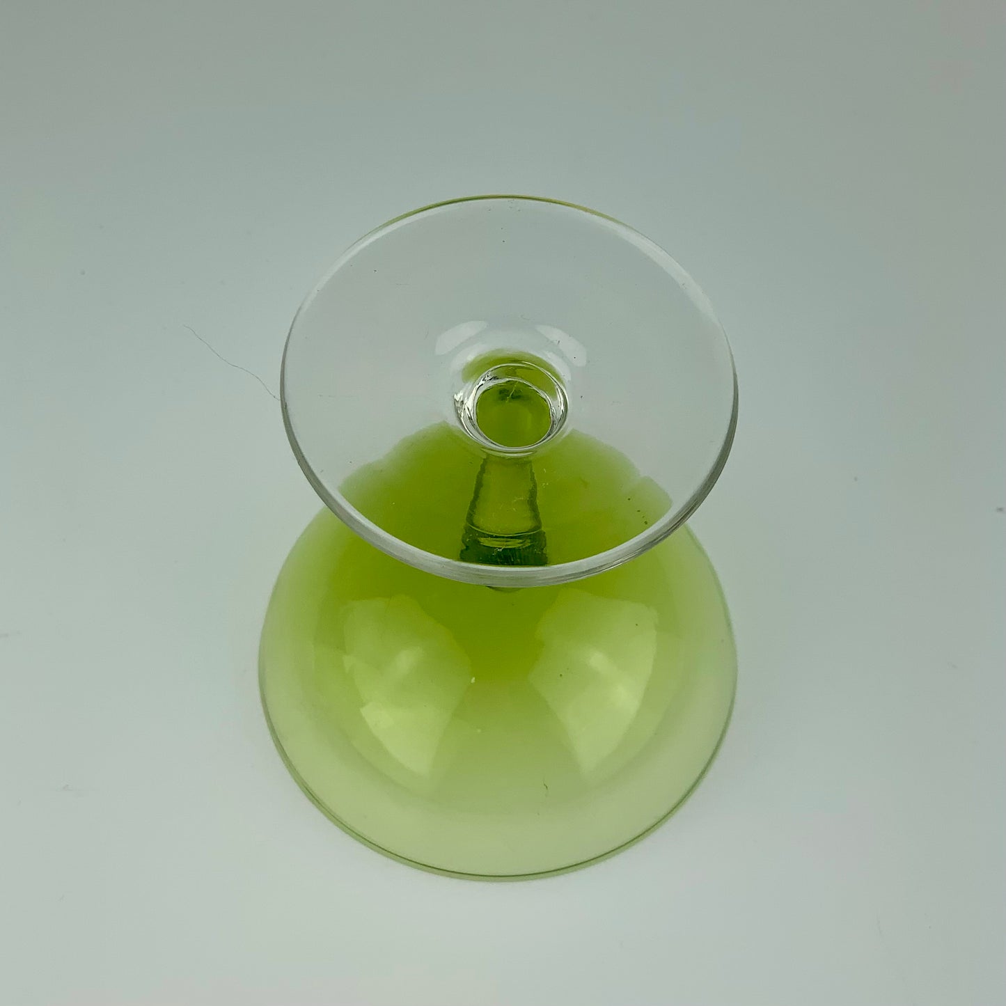 Vintage Olive Green Cordial Glasses with Crystal Stems | Set of 5