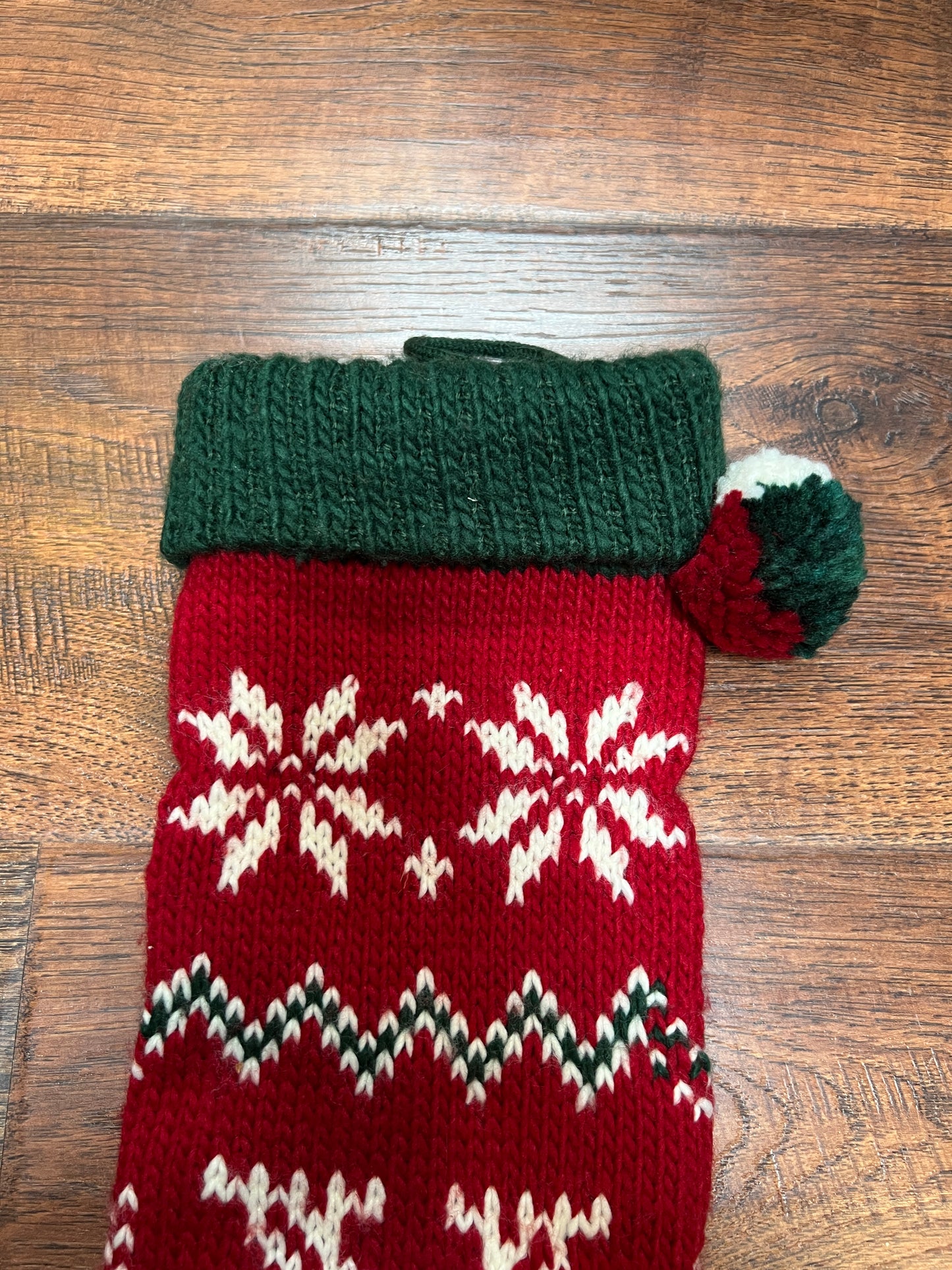 Vintage Christmas - Knit Stocking - White Reindeer on Red