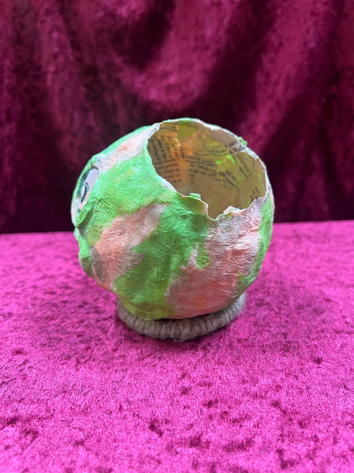 Vintage Inspired Handmade Paper Mache Lantern - Grinning Gourd - Small