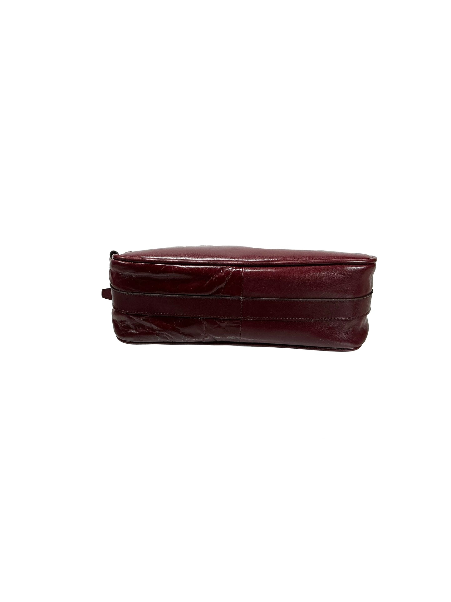 Vintage Purse - Red Brown Leather Cross Body Bag - Gold Tone Hardware