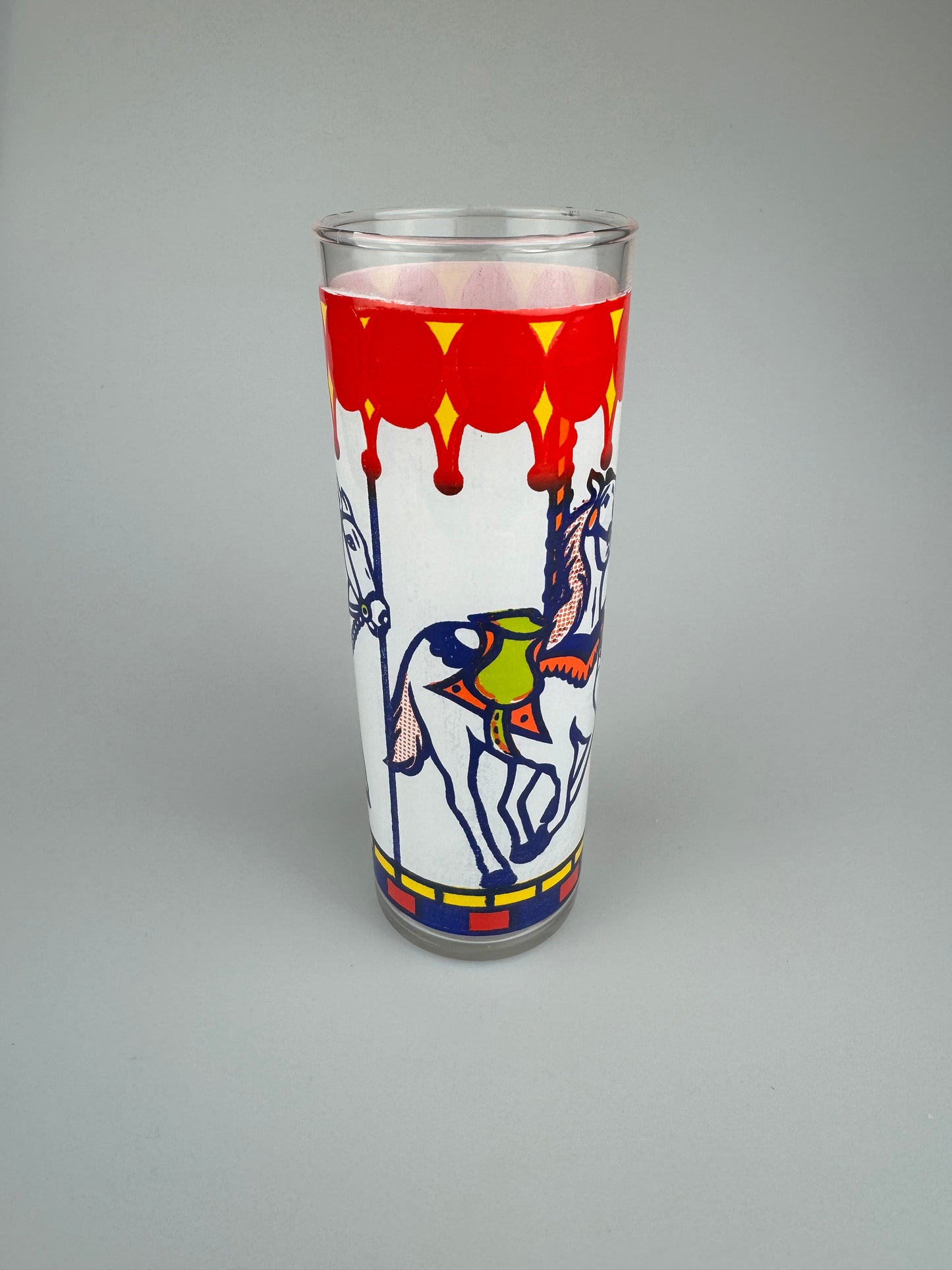 Vintage Barware - Highball Tom Collins Glass - Carousel Merry-Go-Round