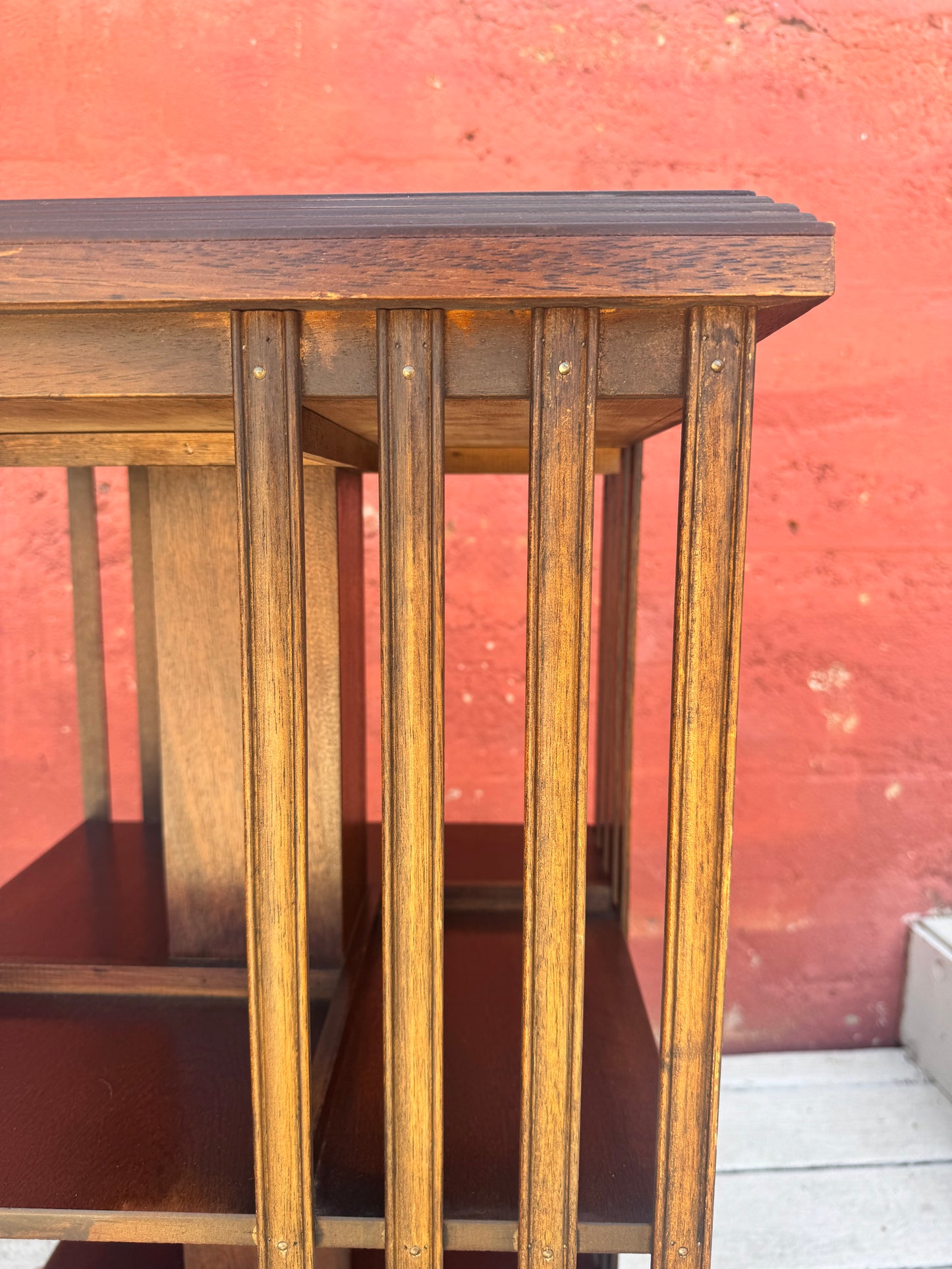 Antique Edwardian Whirling Barrister Bookcase with Inlay