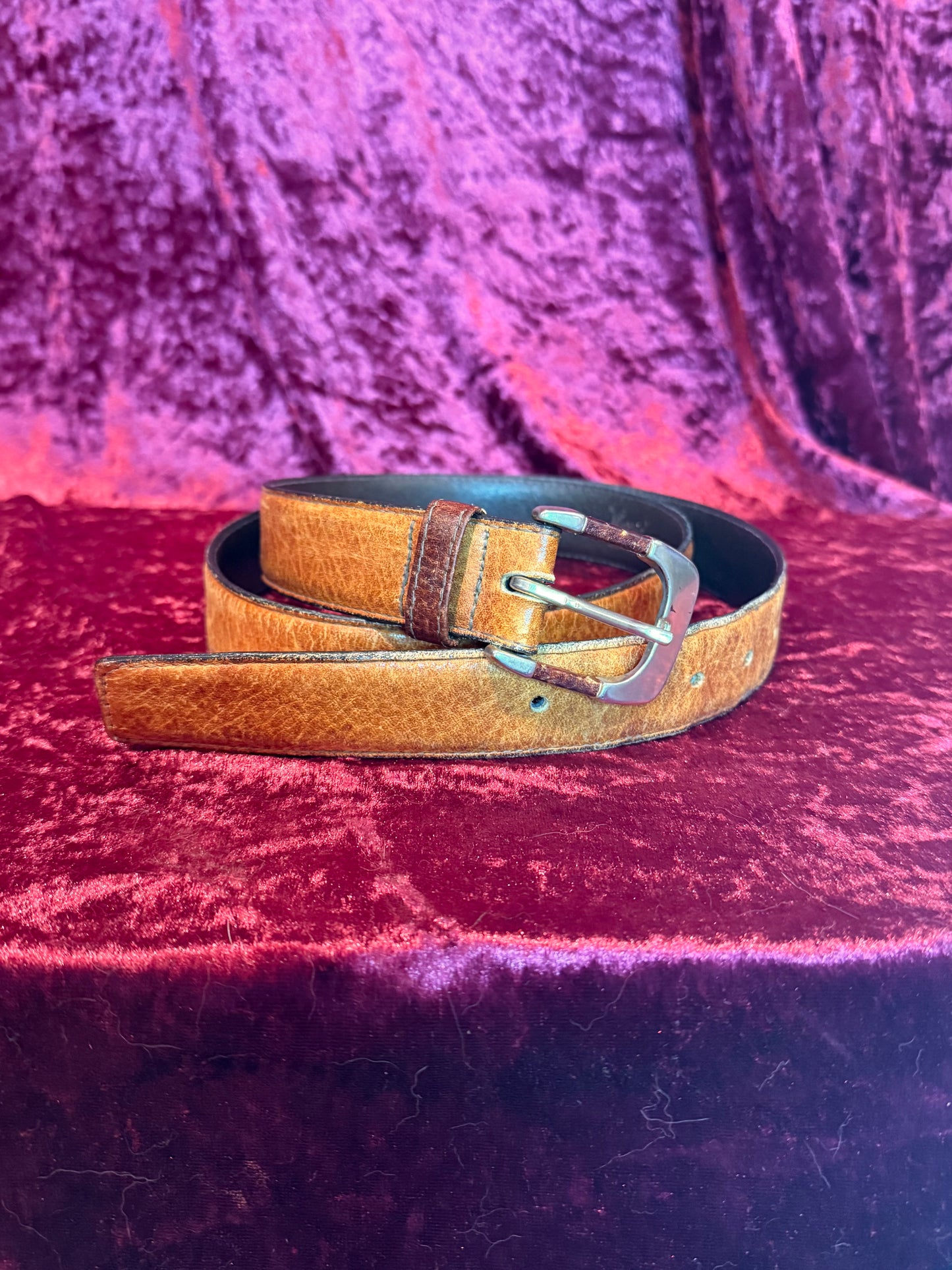 Vintage Accessories - Harris California Glove Tanned Steerhide Leather Belt - Brown - M/L